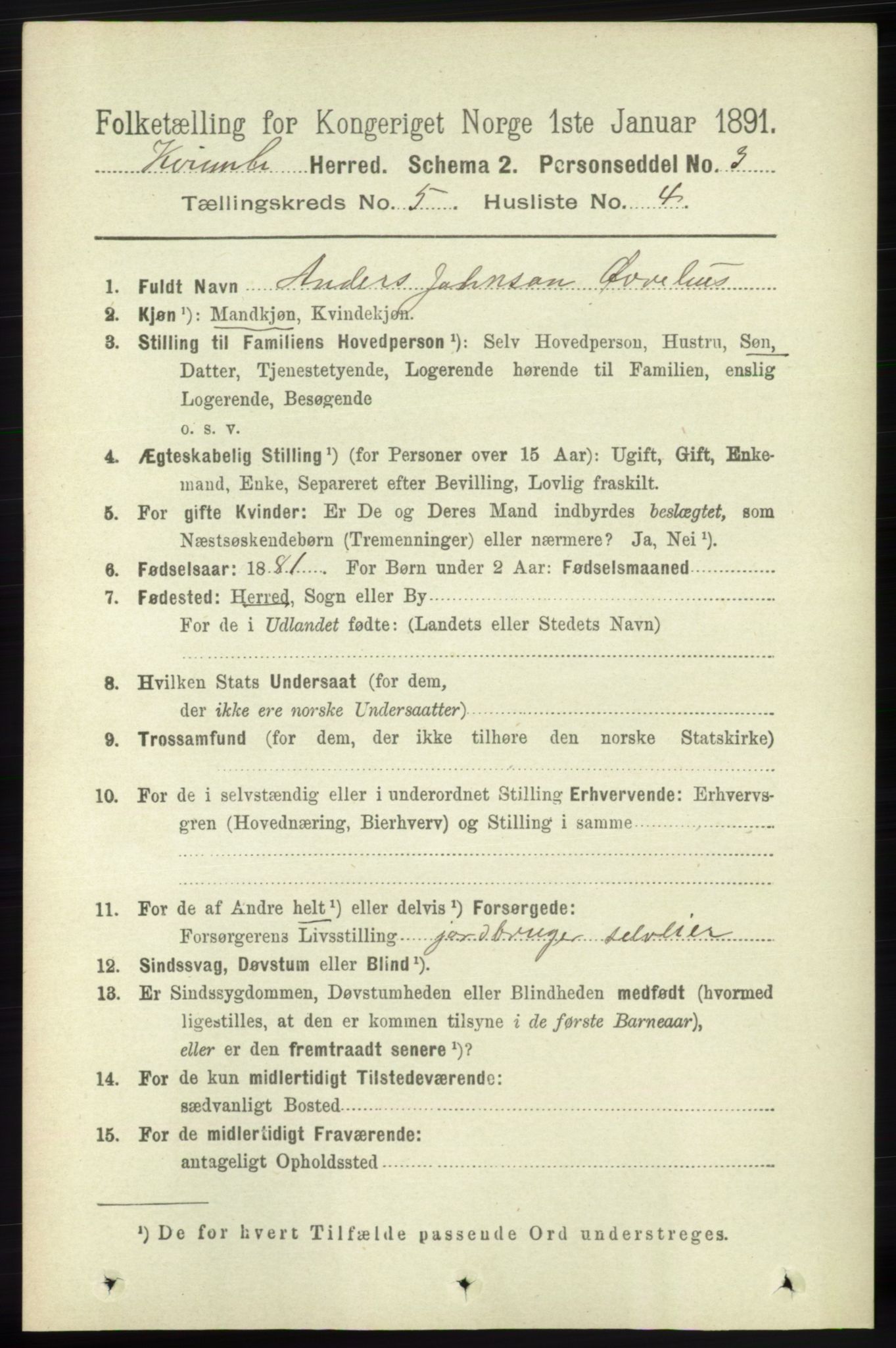 RA, 1891 census for 1224 Kvinnherad, 1891, p. 1759