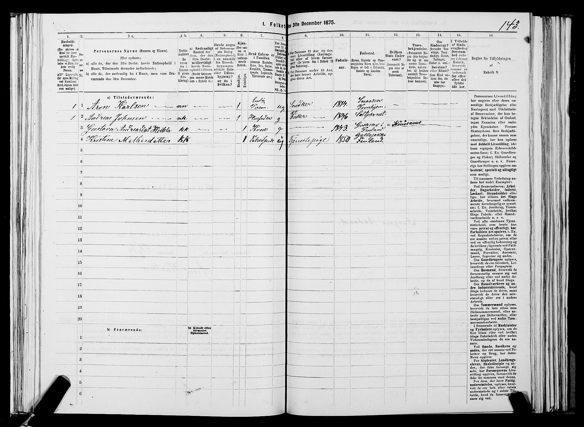 SATØ, 1875 census for 2029L Vadsø/Vadsø, 1875, p. 1143