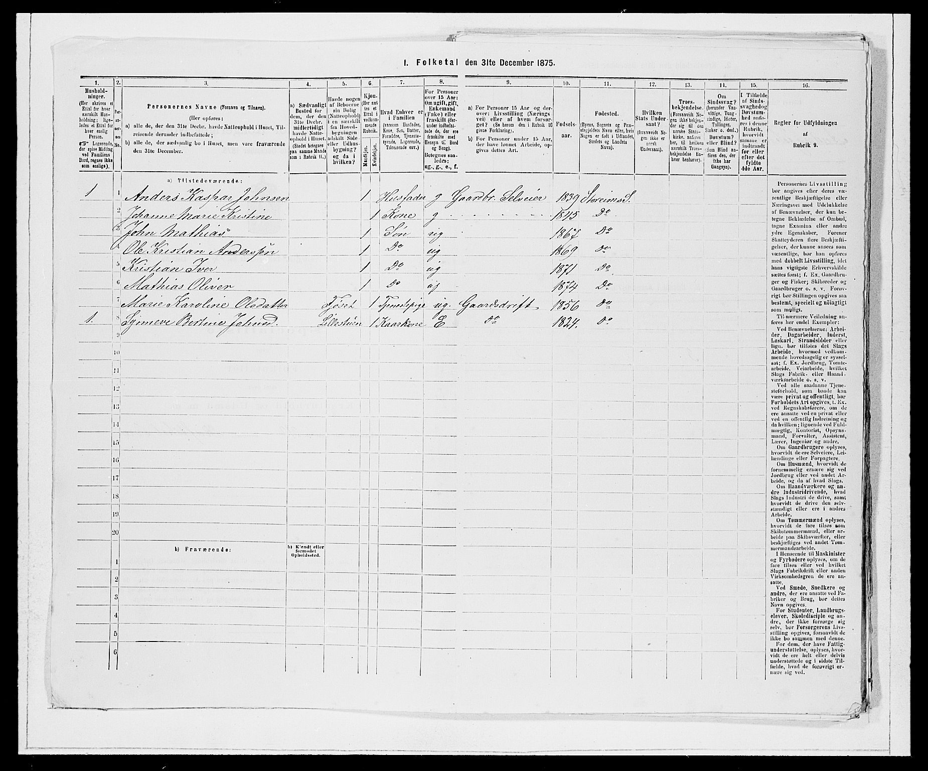 SAB, 1875 Census for 1443P Eid, 1875, p. 888