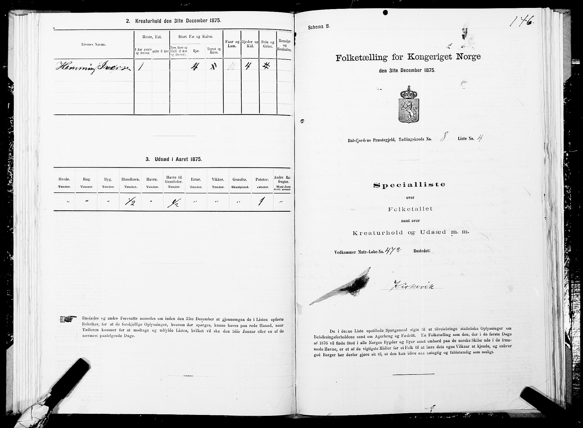 SATØ, 1875 census for 1933P Balsfjord, 1875, p. 4146