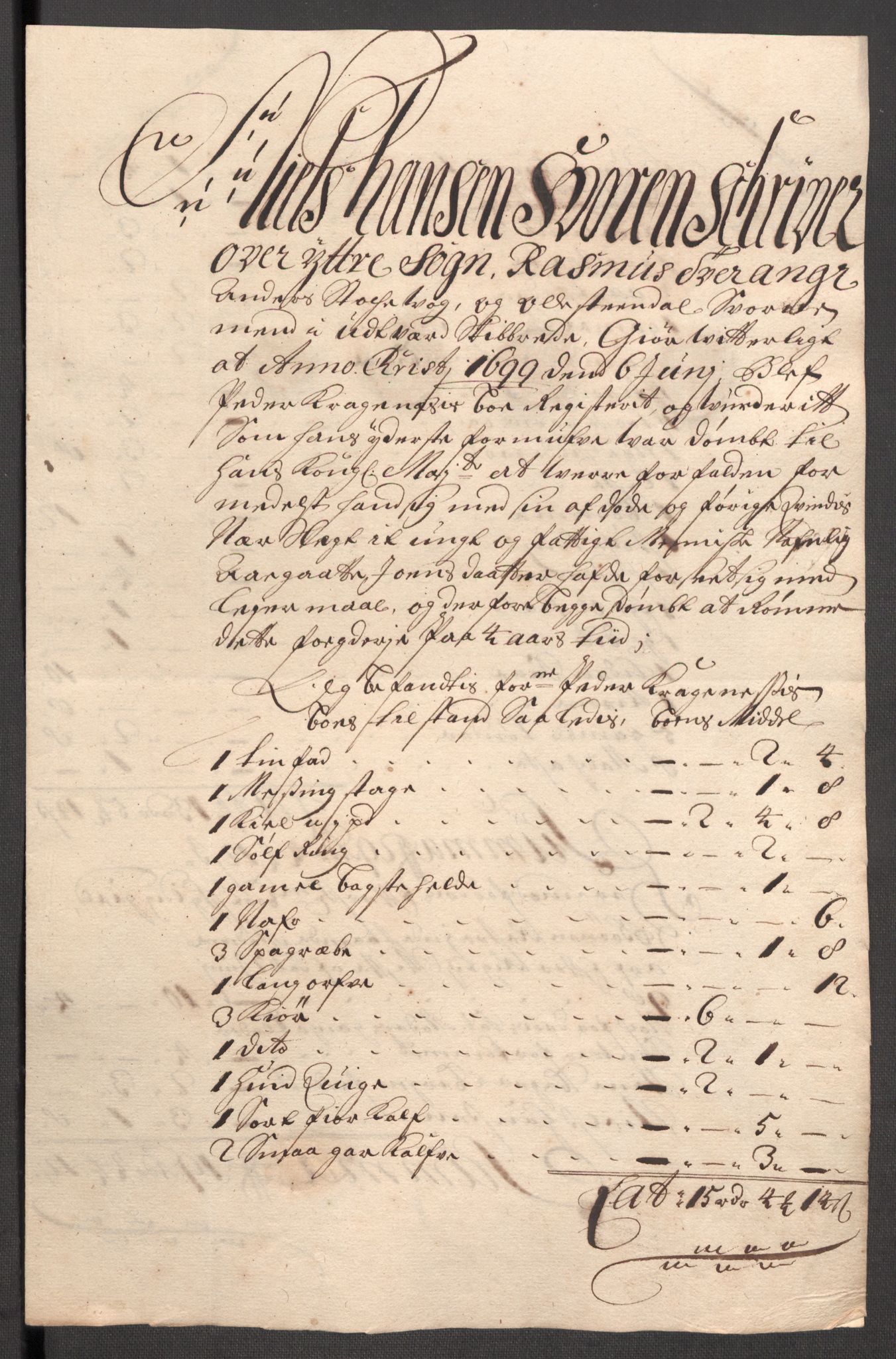 Rentekammeret inntil 1814, Reviderte regnskaper, Fogderegnskap, AV/RA-EA-4092/R52/L3310: Fogderegnskap Sogn, 1698-1699, p. 410