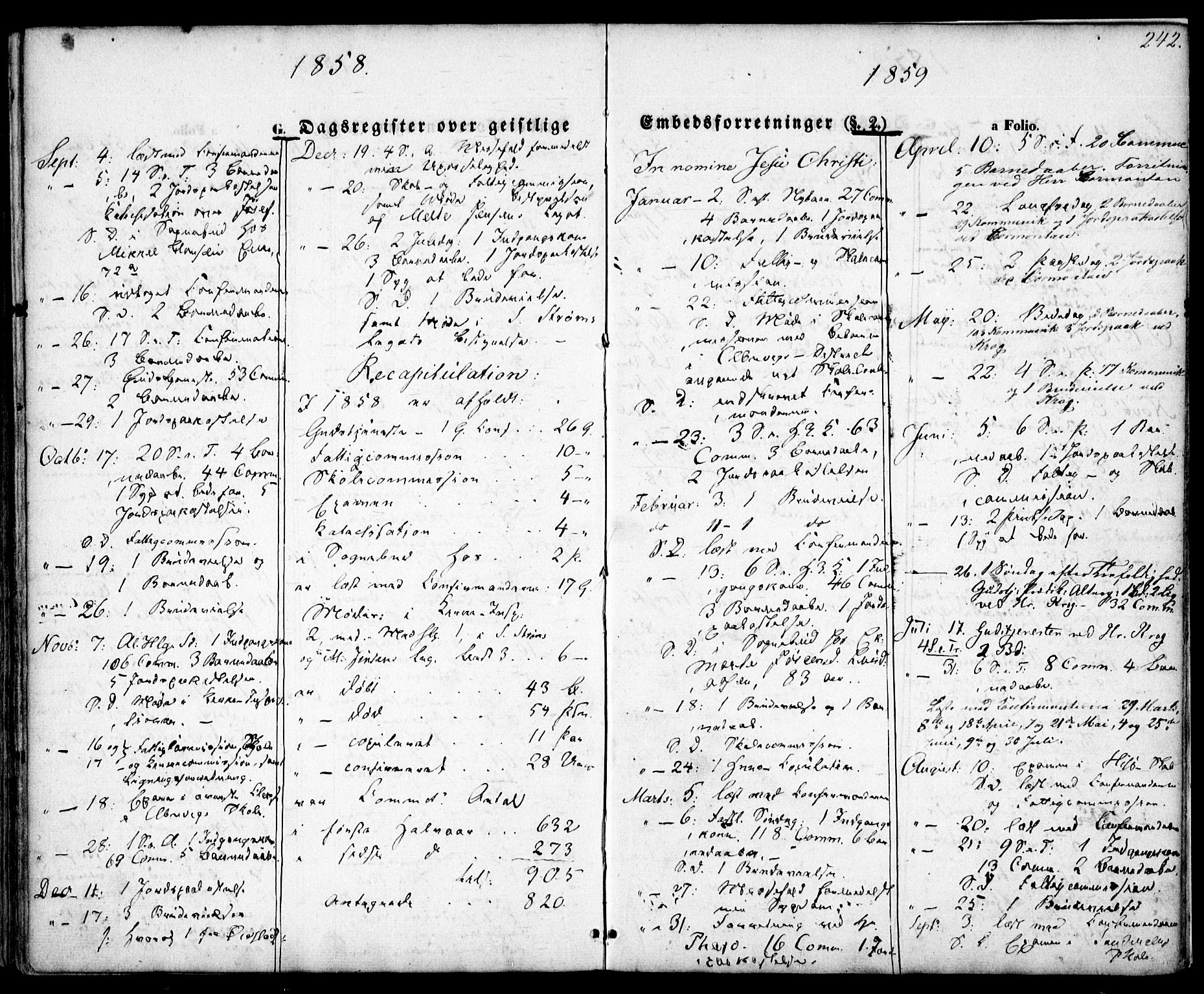 Hisøy sokneprestkontor, SAK/1111-0020/F/Fa/L0001: Parish register (official) no. A 1, 1849-1871, p. 242
