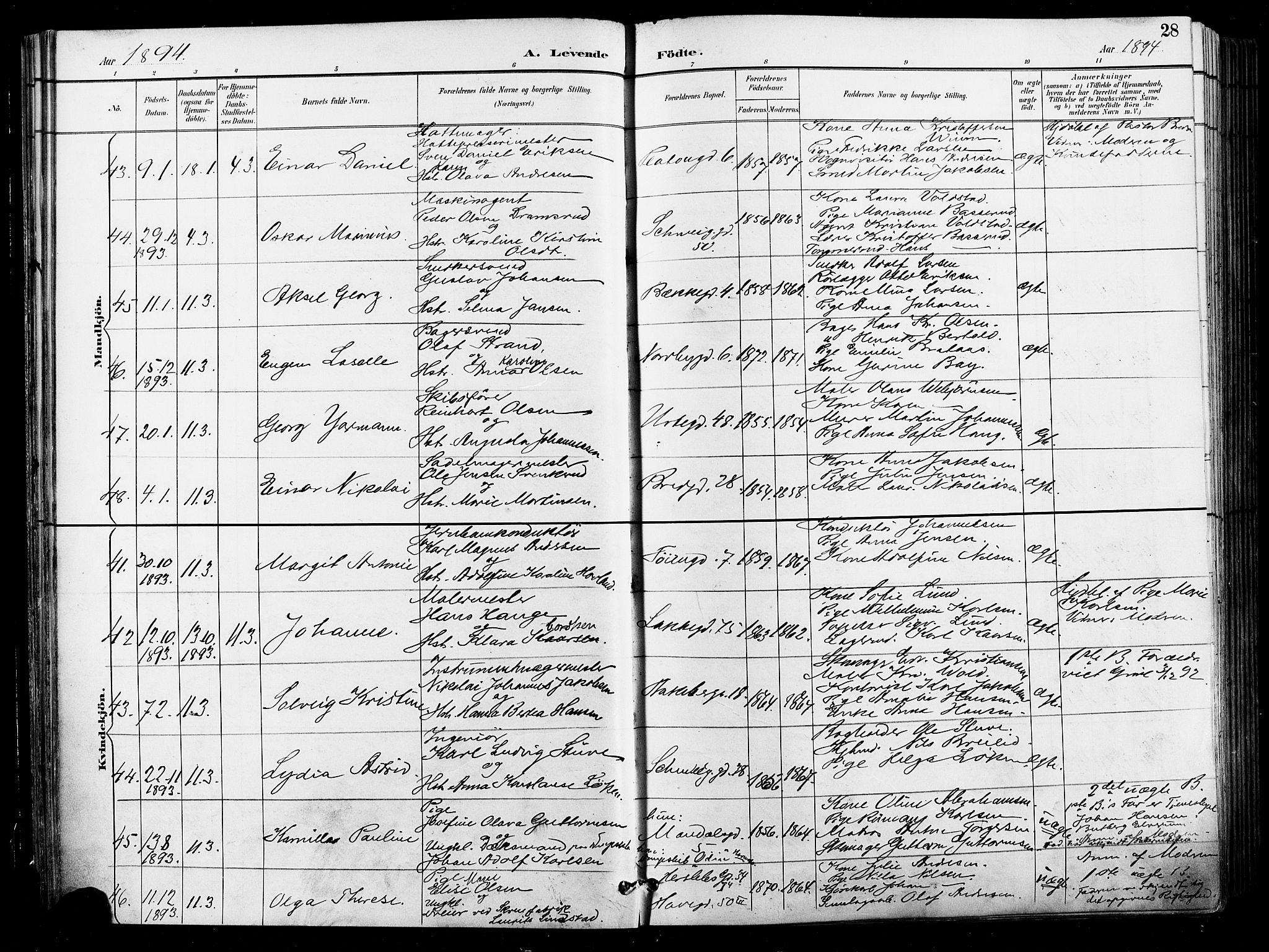 Grønland prestekontor Kirkebøker, AV/SAO-A-10848/F/Fa/L0012: Parish register (official) no. 12, 1893-1900, p. 28
