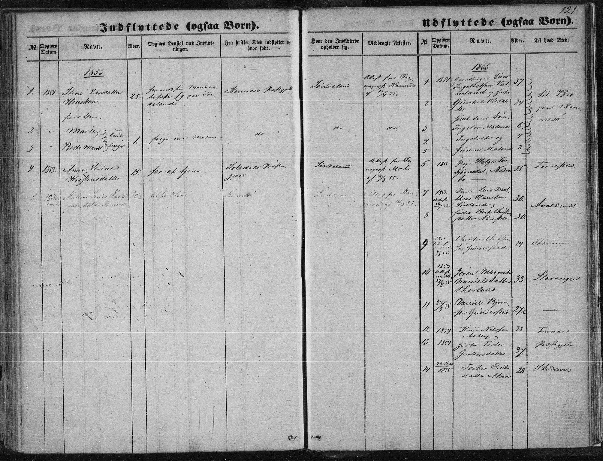 Tysvær sokneprestkontor, AV/SAST-A -101864/H/Ha/Haa/L0002: Parish register (official) no. A 2, 1847-1856, p. 121