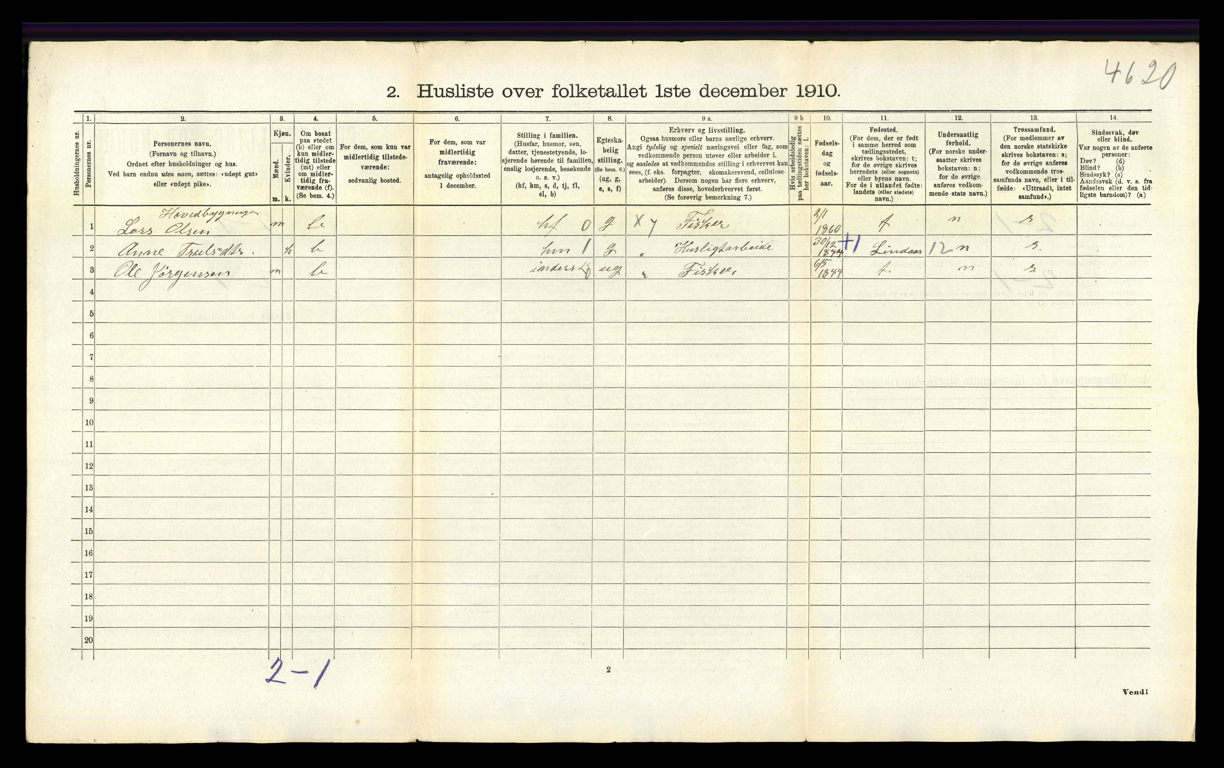 RA, 1910 census for Gulen, 1910, p. 1019