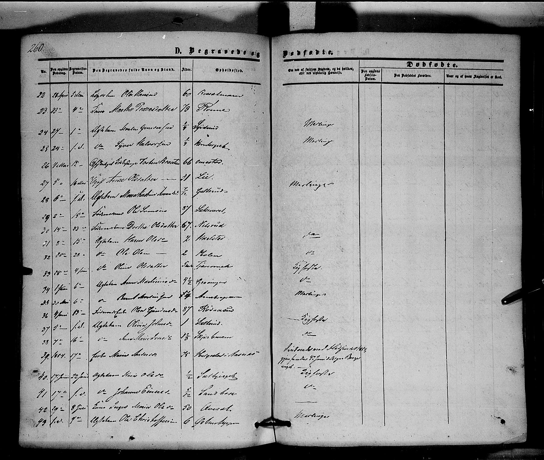 Hof prestekontor, SAH/PREST-038/H/Ha/Haa/L0008: Parish register (official) no. 8, 1849-1861, p. 260