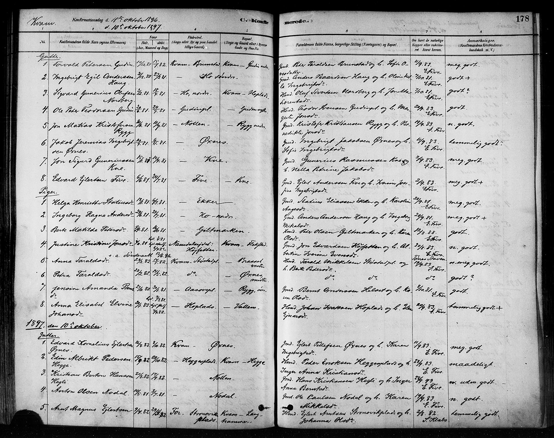 Ministerialprotokoller, klokkerbøker og fødselsregistre - Nord-Trøndelag, AV/SAT-A-1458/746/L0449: Parish register (official) no. 746A07 /2, 1878-1899, p. 178