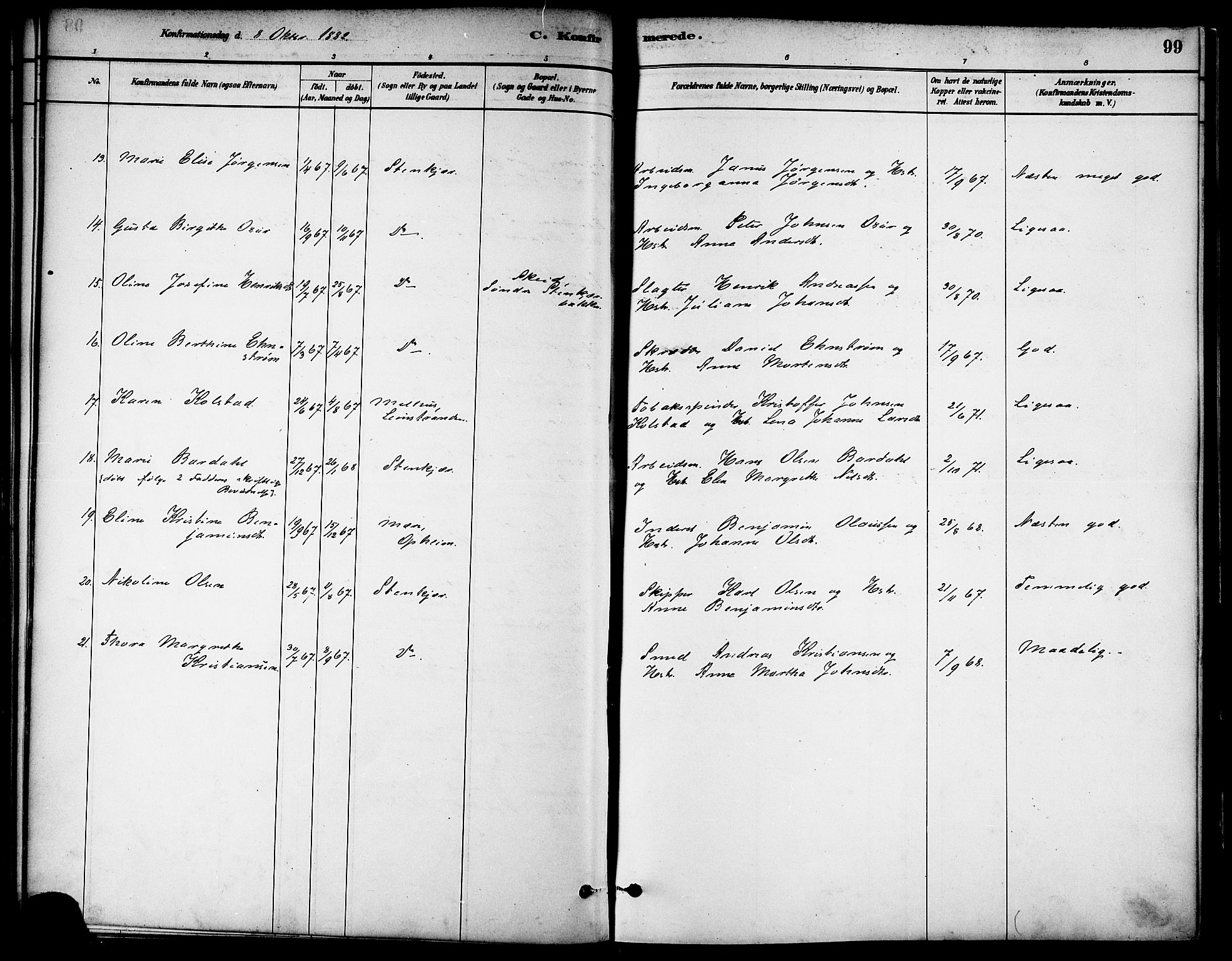 Ministerialprotokoller, klokkerbøker og fødselsregistre - Nord-Trøndelag, SAT/A-1458/739/L0371: Parish register (official) no. 739A03, 1881-1895, p. 99