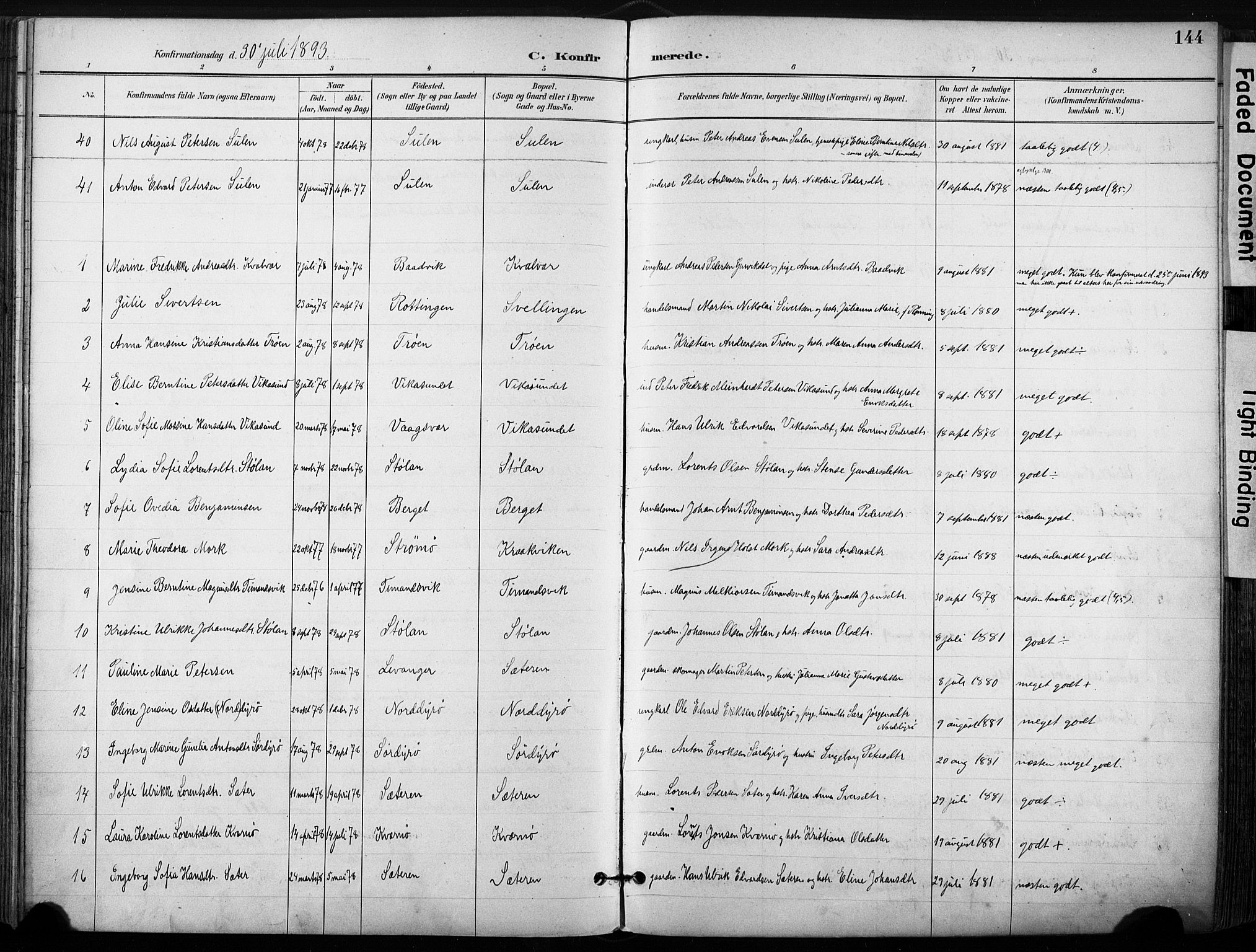 Ministerialprotokoller, klokkerbøker og fødselsregistre - Sør-Trøndelag, AV/SAT-A-1456/640/L0579: Parish register (official) no. 640A04, 1889-1902, p. 144