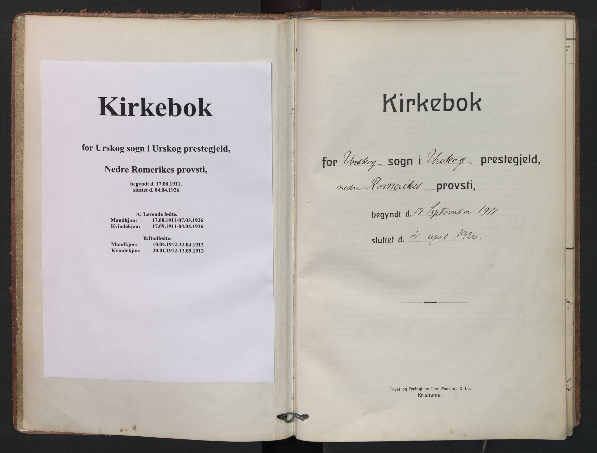 Aurskog prestekontor Kirkebøker, SAO/A-10304a/F/Fa/L0014: Parish register (official) no. I 14, 1911-1926