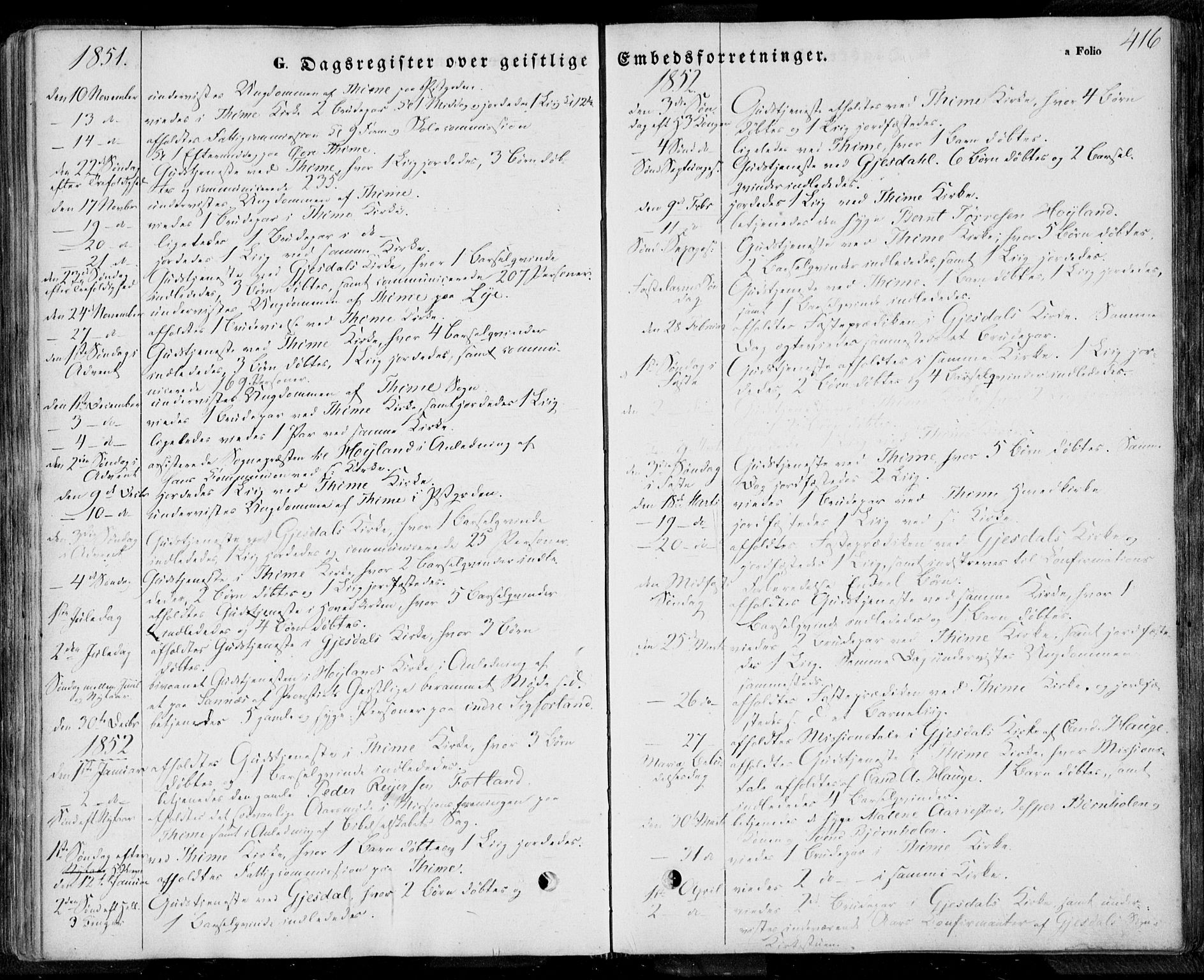 Lye sokneprestkontor, SAST/A-101794/001/30BA/L0006: Parish register (official) no. A 5.2, 1842-1855, p. 416