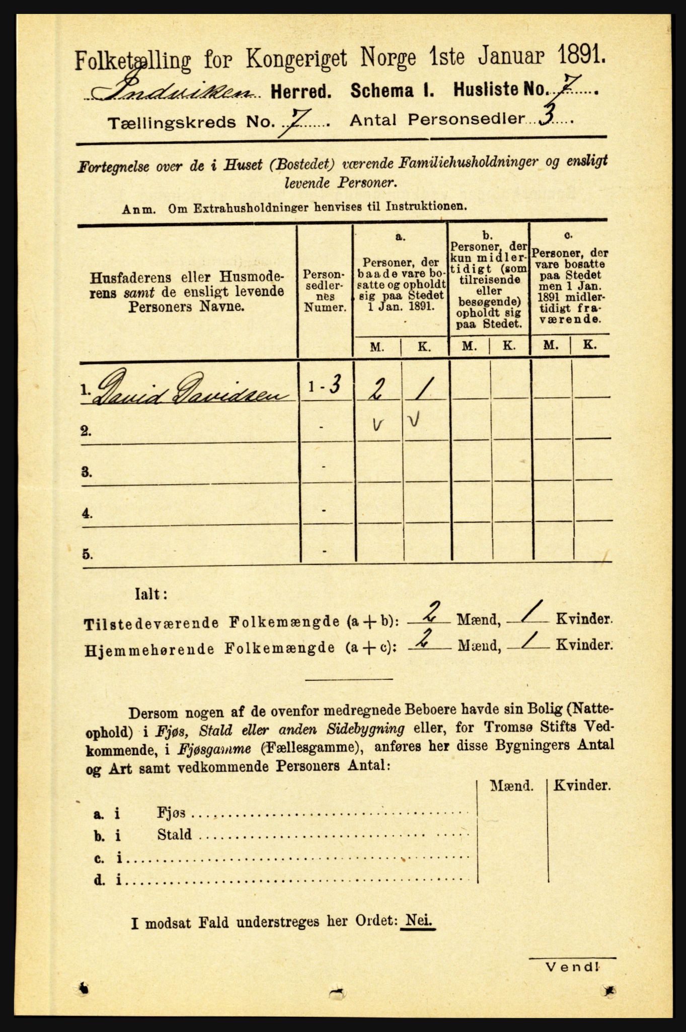 RA, 1891 census for 1447 Innvik, 1891, p. 2605