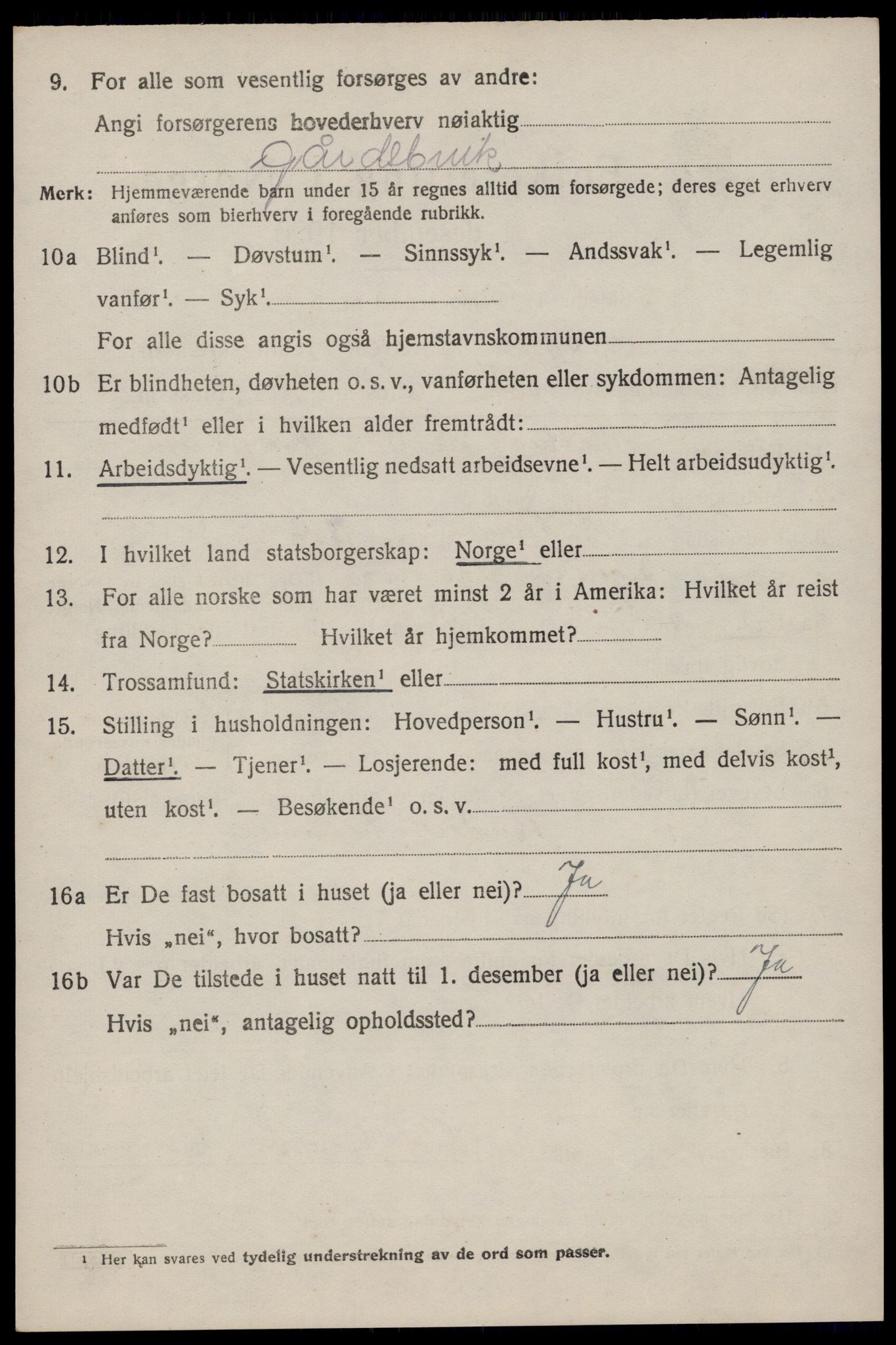 SAST, 1920 census for Ogna, 1920, p. 1890