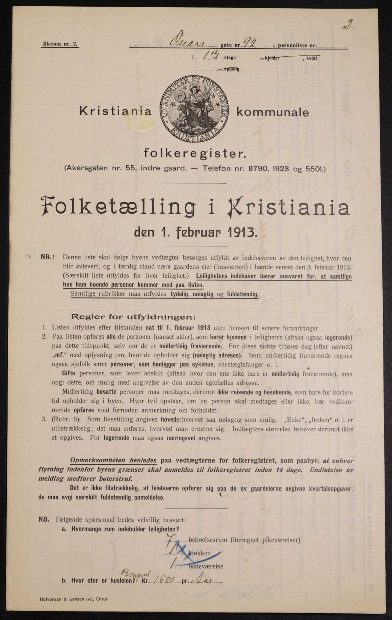 OBA, Municipal Census 1913 for Kristiania, 1913, p. 77087