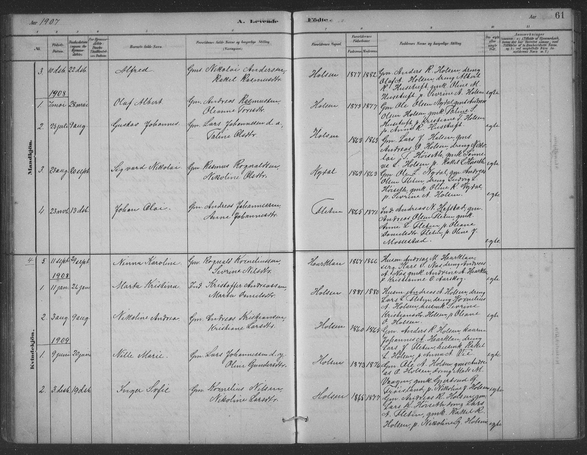 Førde sokneprestembete, AV/SAB-A-79901/H/Hab/Habc/L0002: Parish register (copy) no. C 2, 1881-1911, p. 61