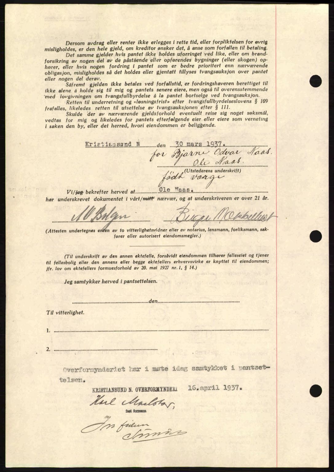 Kristiansund byfogd, AV/SAT-A-4587/A/27: Mortgage book no. 29, 1936-1937, Diary no: : 204/1937