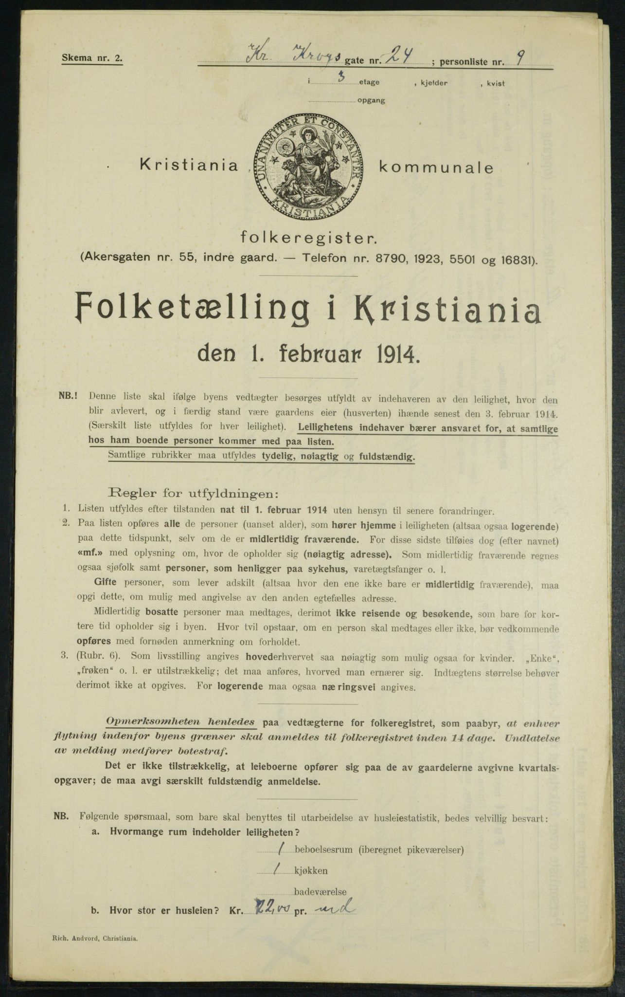 OBA, Municipal Census 1914 for Kristiania, 1914, p. 12038