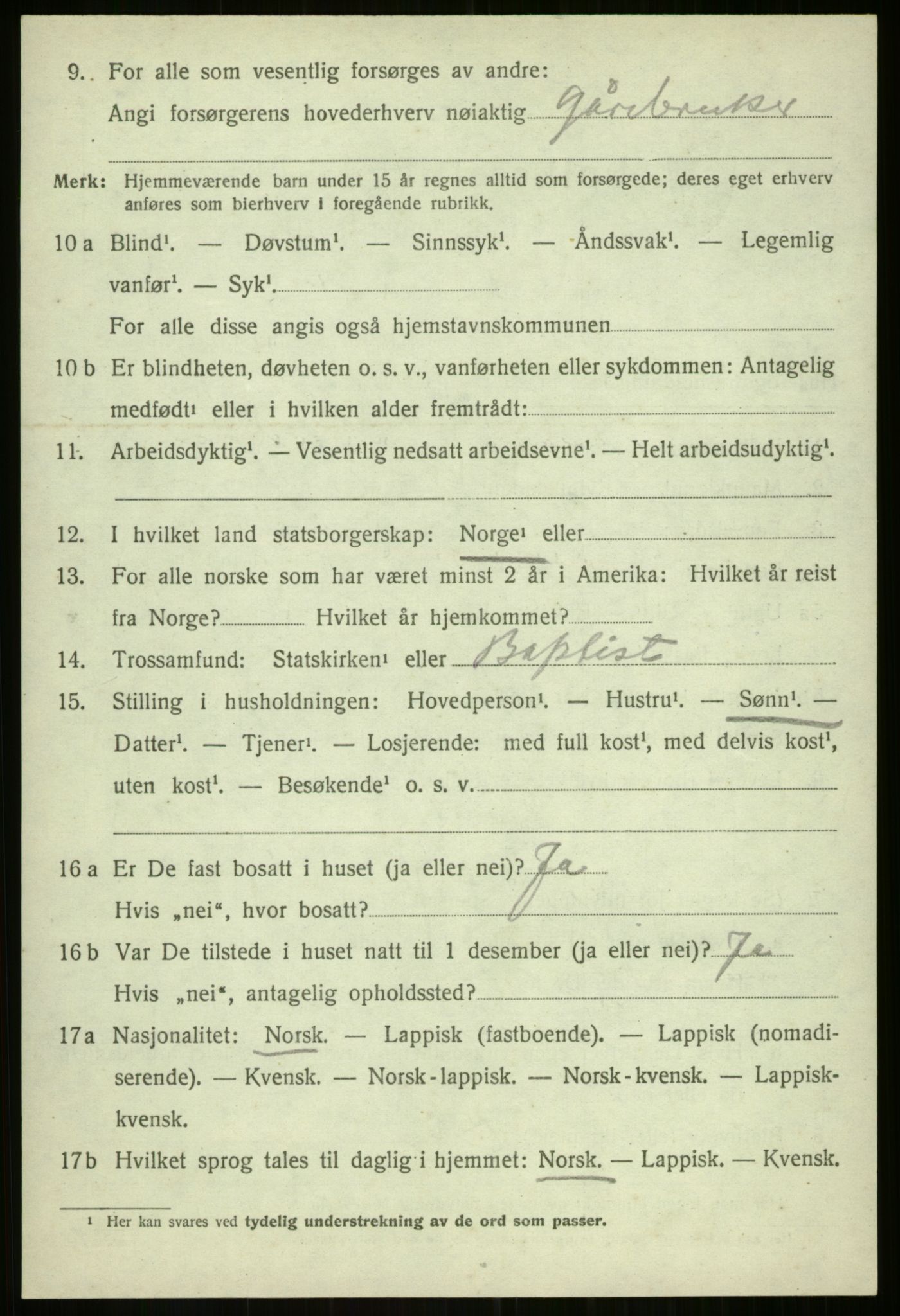 SATØ, 1920 census for Balsfjord, 1920, p. 3321