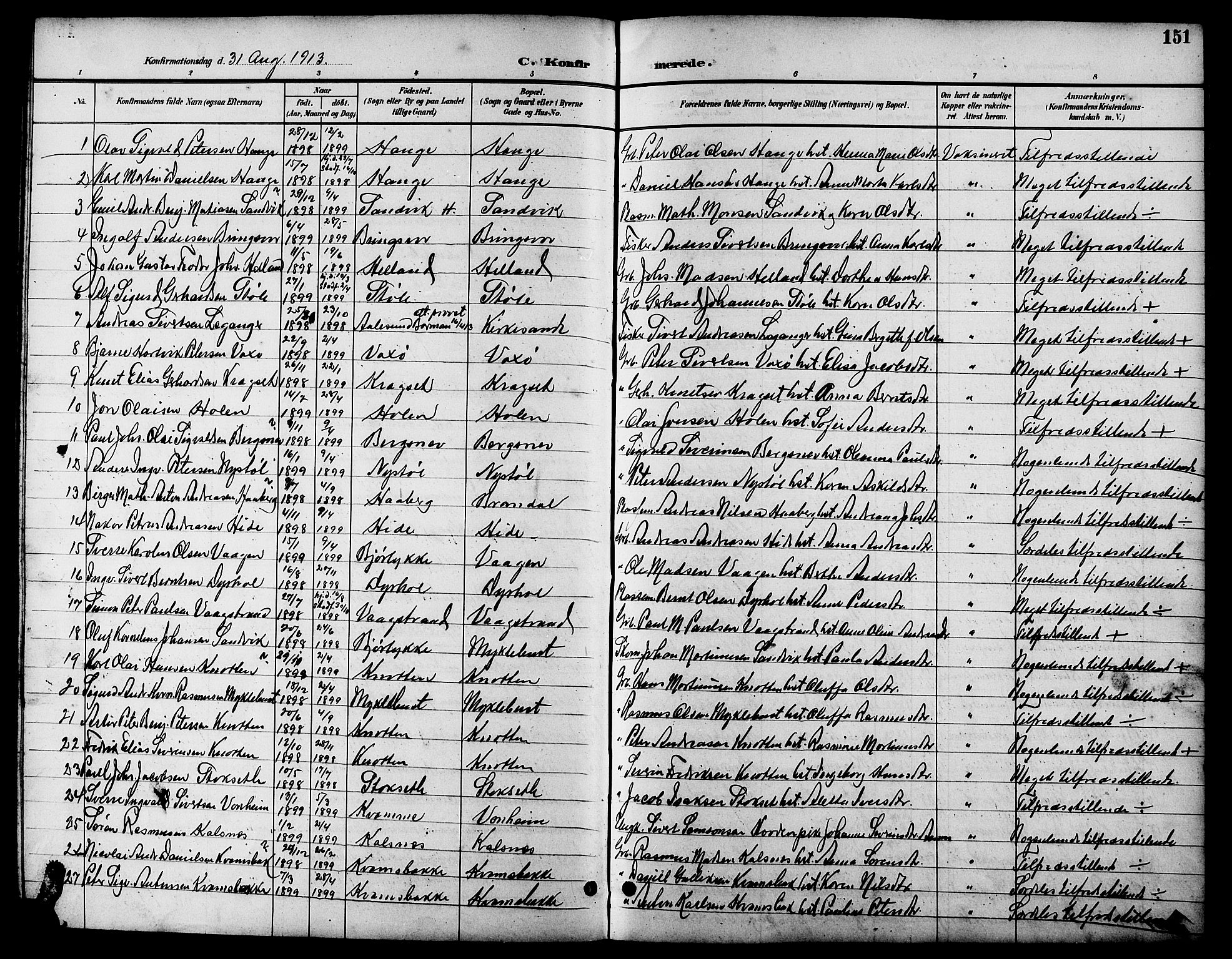 Ministerialprotokoller, klokkerbøker og fødselsregistre - Møre og Romsdal, AV/SAT-A-1454/503/L0049: Parish register (copy) no. 503C04, 1894-1915, p. 151