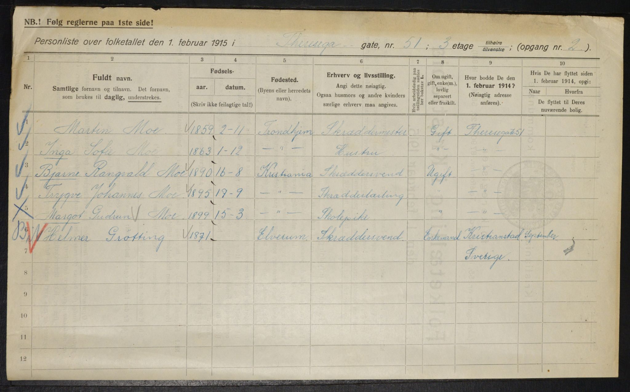 OBA, Municipal Census 1915 for Kristiania, 1915, p. 109041