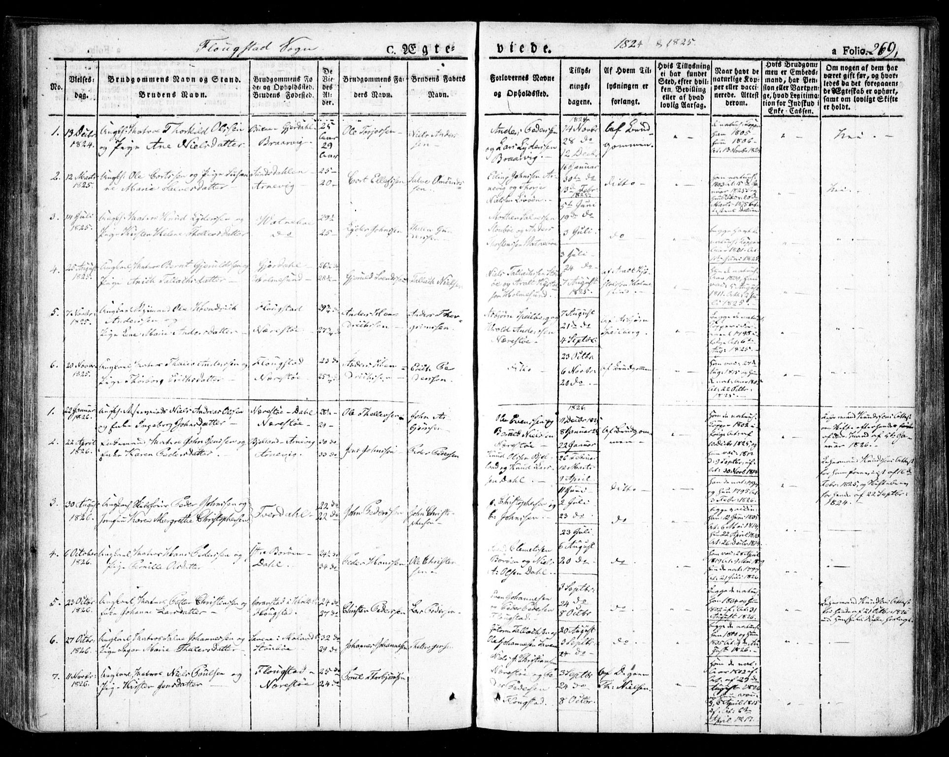 Dypvåg sokneprestkontor, AV/SAK-1111-0007/F/Fa/Faa/L0004: Parish register (official) no. A 4, 1824-1840, p. 269