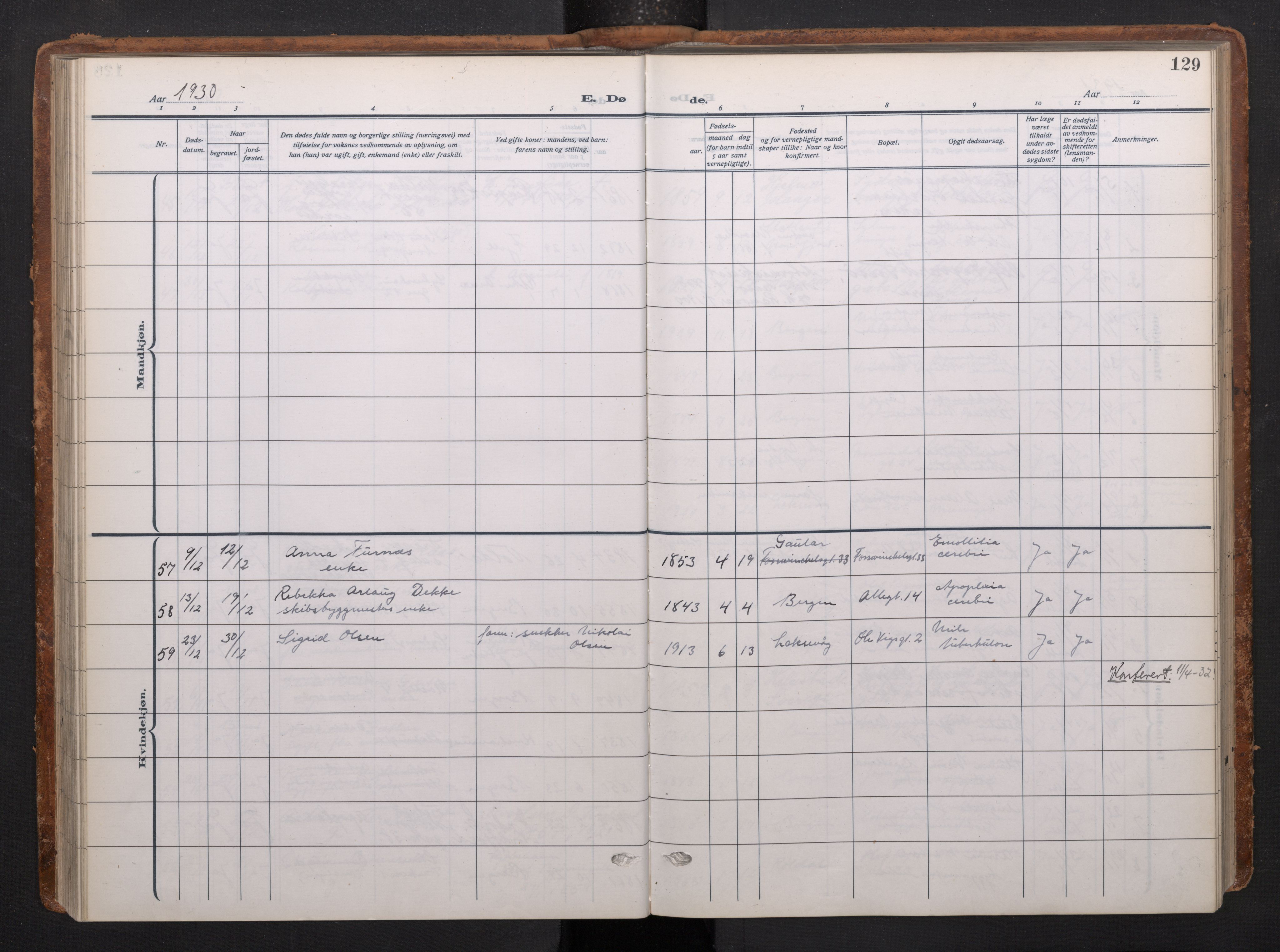 Johanneskirken sokneprestembete, AV/SAB-A-76001/H/Haa/L0020: Parish register (official) no. E 2, 1916-1951, p. 129