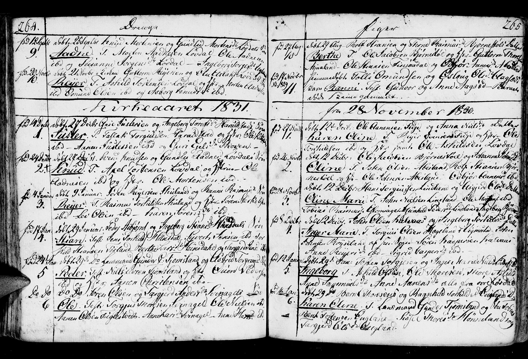 Holum sokneprestkontor, AV/SAK-1111-0022/F/Fa/Fab/L0004: Parish register (official) no. A 4, 1774-1847, p. 264-265