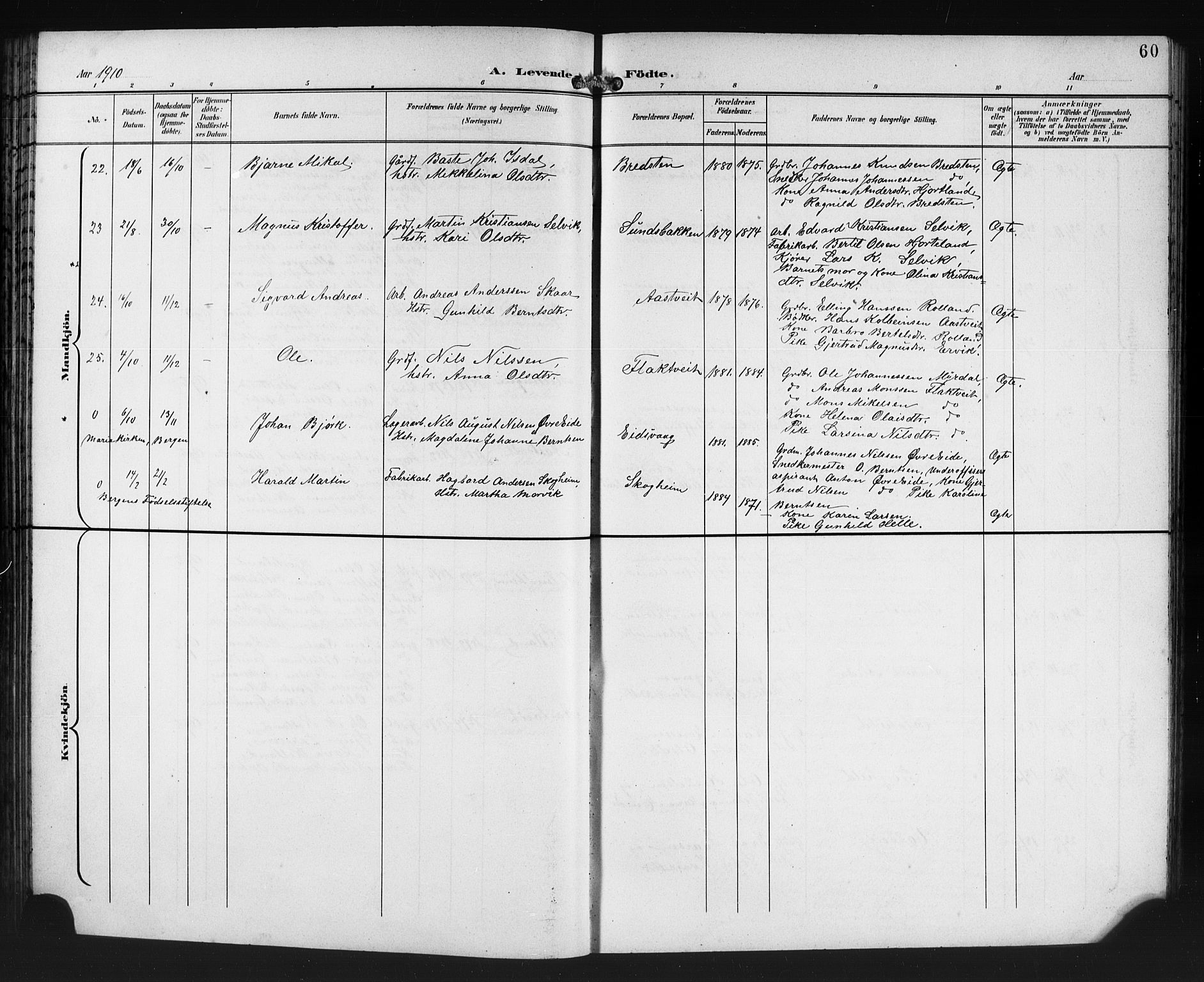 Åsane sokneprestembete, AV/SAB-A-79401/H/Hab: Parish register (copy) no. A 3, 1899-1915, p. 60