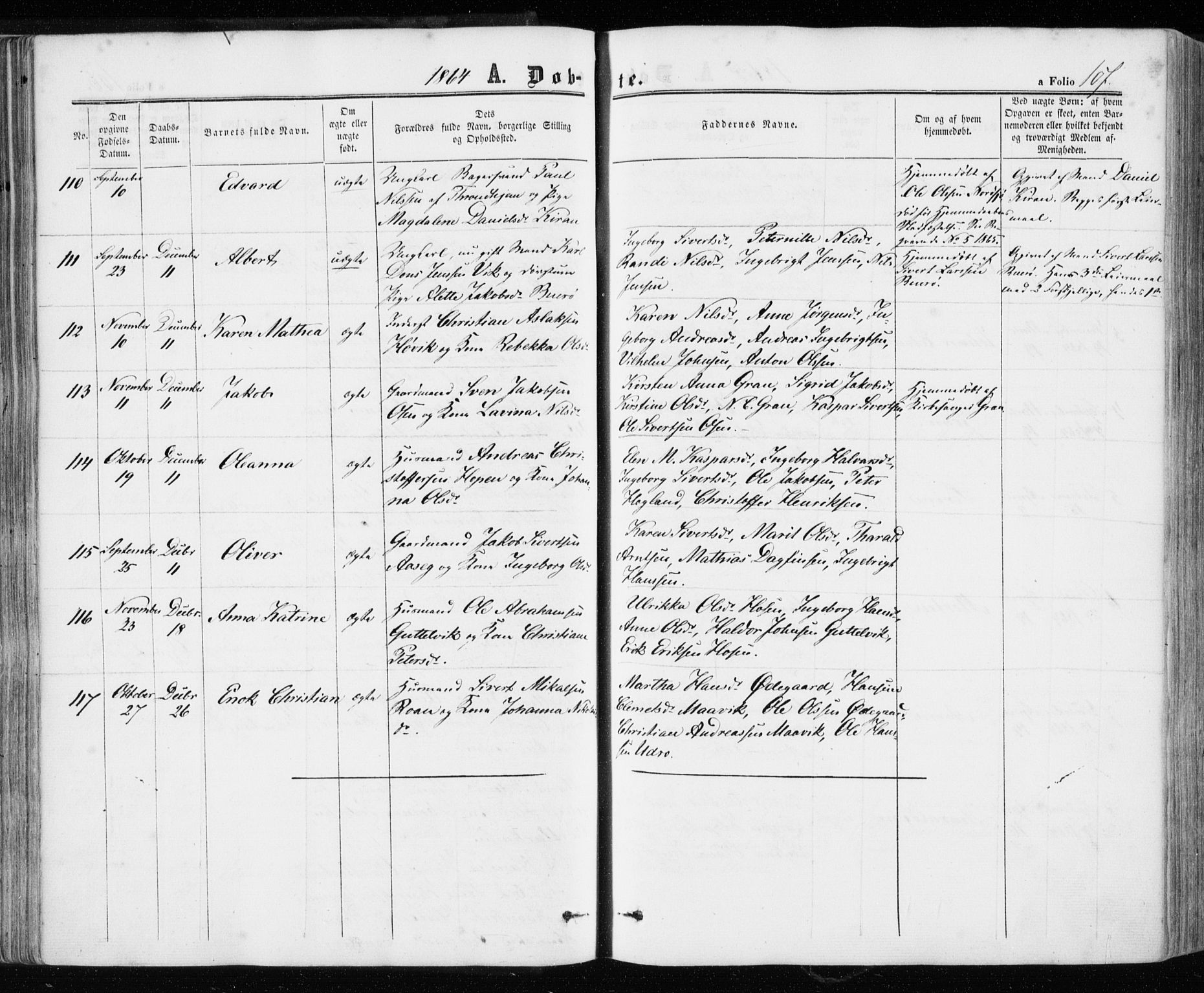 Ministerialprotokoller, klokkerbøker og fødselsregistre - Sør-Trøndelag, SAT/A-1456/657/L0705: Parish register (official) no. 657A06, 1858-1867, p. 107