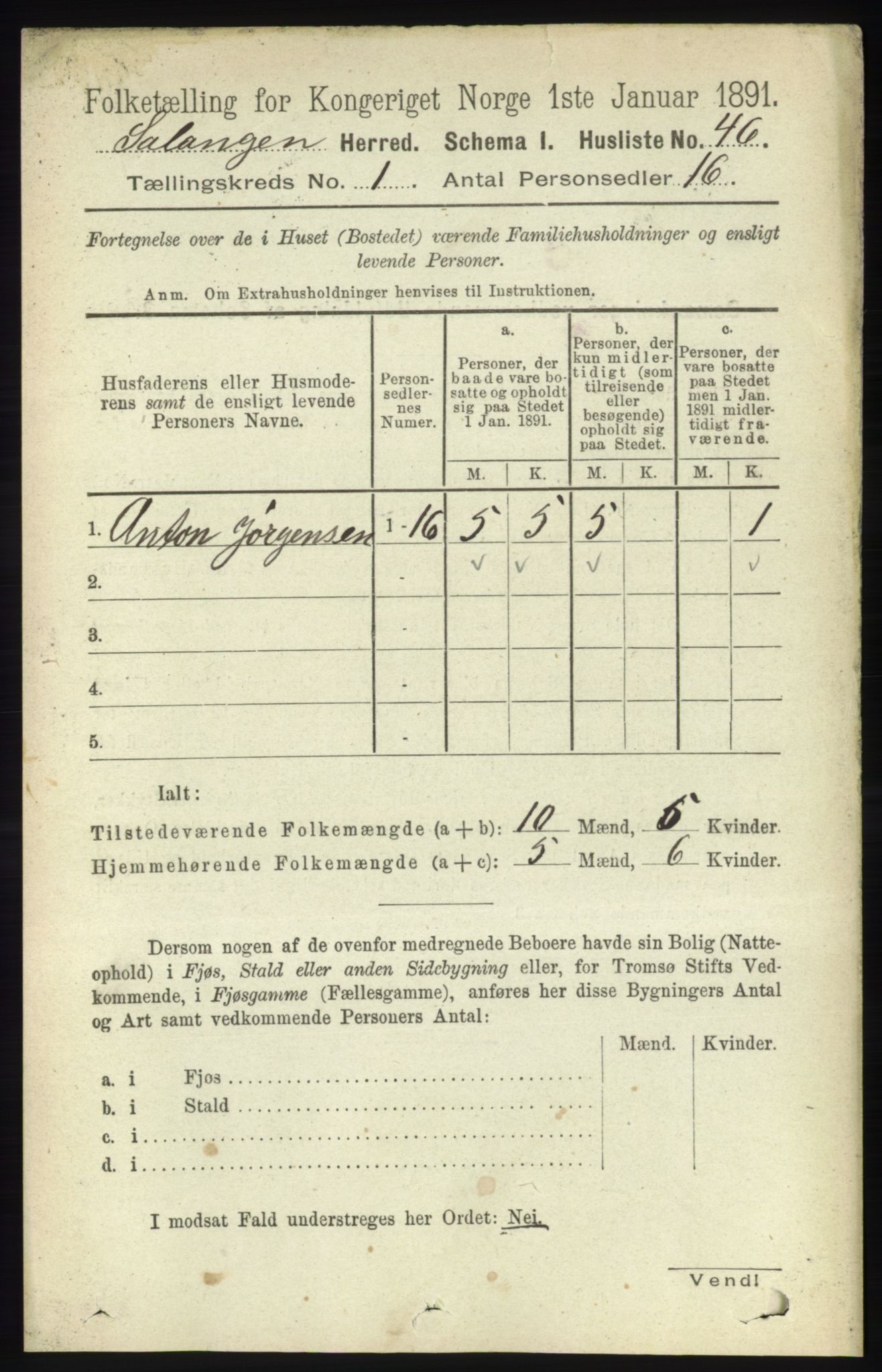 RA, 1891 census for 1921 Salangen, 1891, p. 59