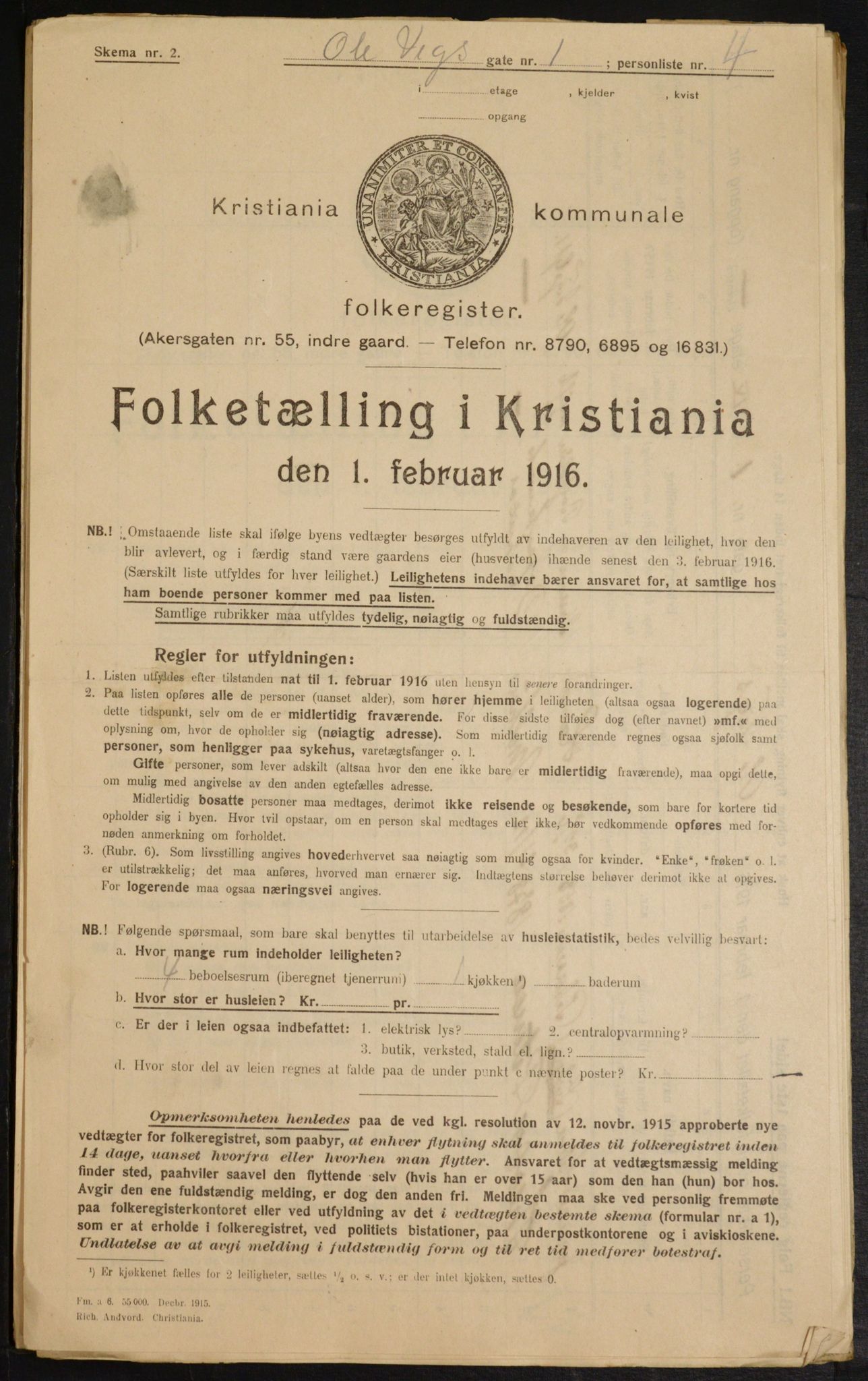 OBA, Municipal Census 1916 for Kristiania, 1916, p. 77238