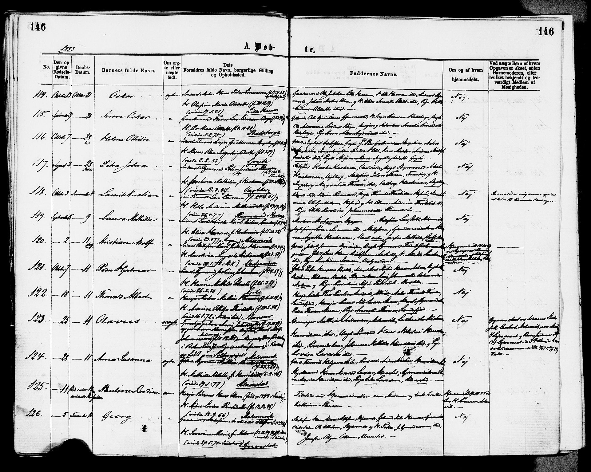 Stokke kirkebøker, AV/SAKO-A-320/F/Fa/L0009: Parish register (official) no. I 9, 1872-1883, p. 146