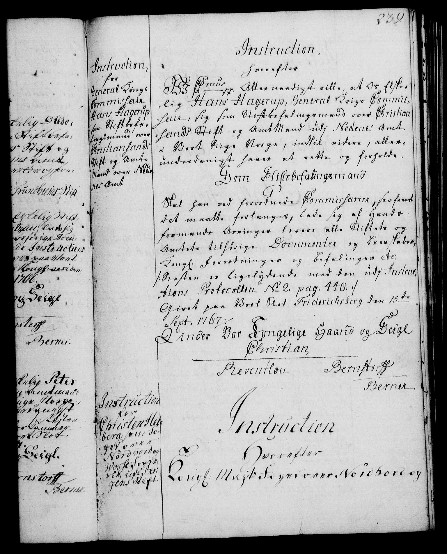 Rentekammeret, Kammerkanselliet, RA/EA-3111/G/Gg/Ggi/L0003: Norsk instruksjonsprotokoll med register (merket RK 53.36), 1751-1775, p. 239