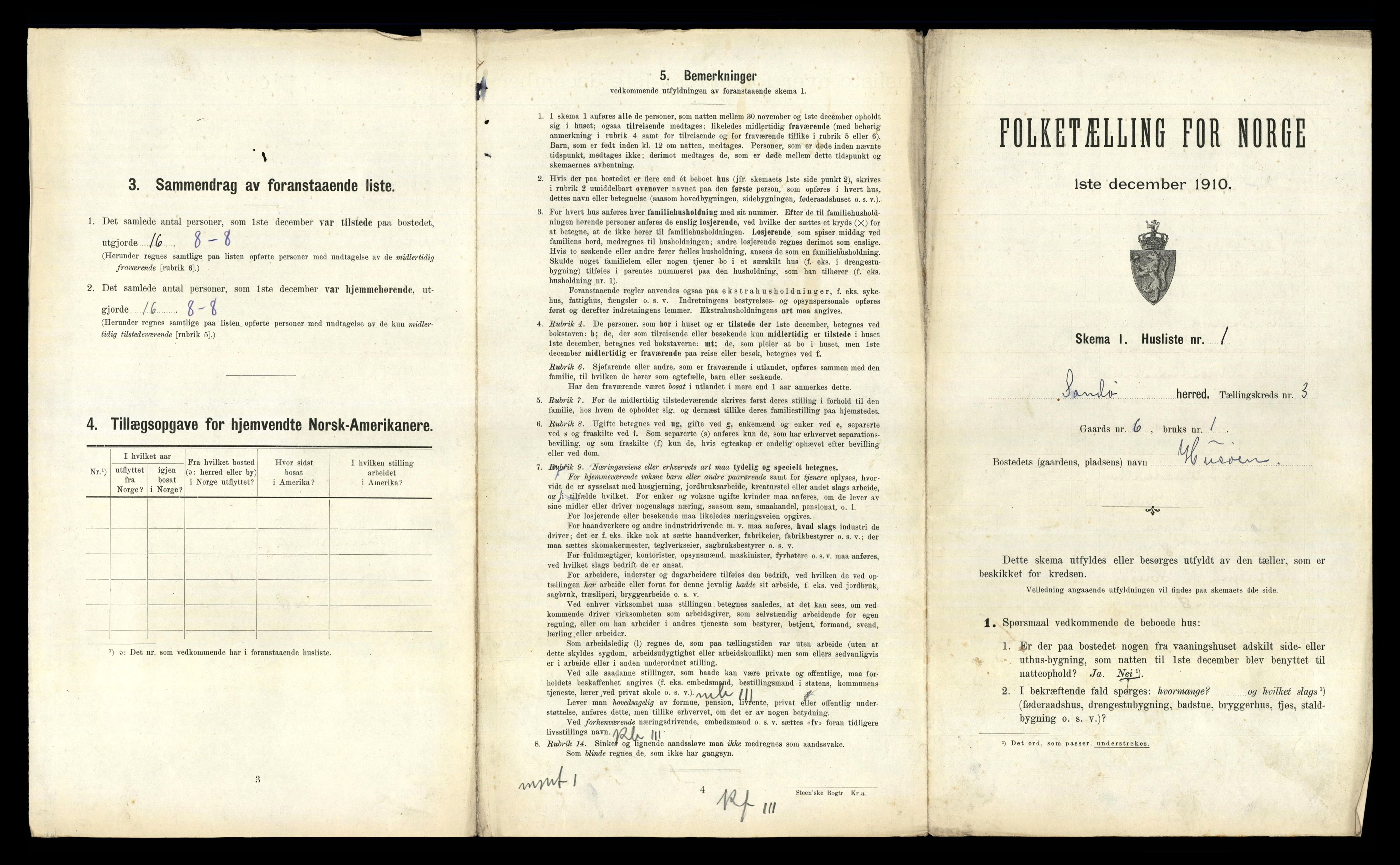 RA, 1910 census for Sandøy, 1910, p. 92