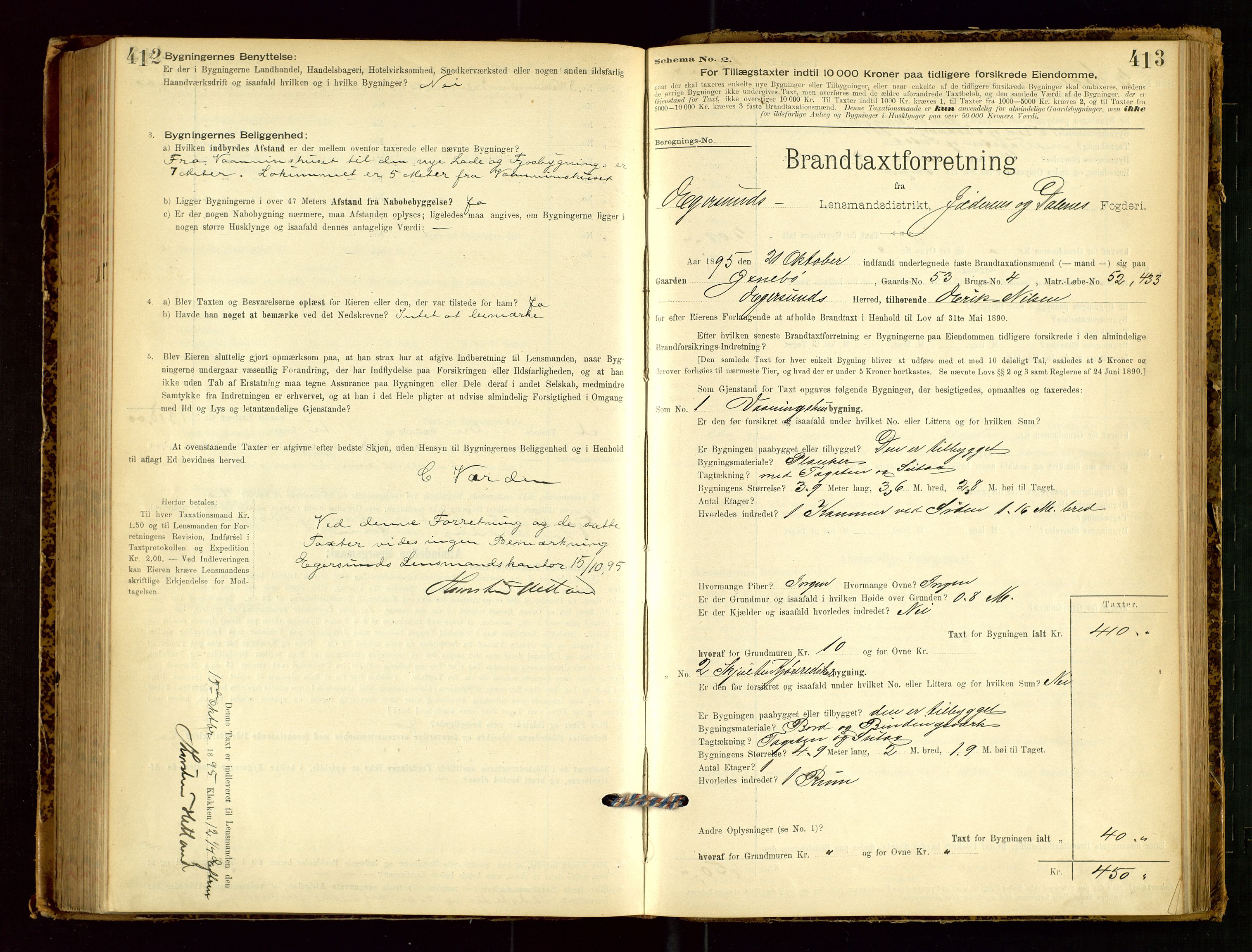 Eigersund lensmannskontor, AV/SAST-A-100171/Gob/L0001: Skjemaprotokoll, 1894-1909, p. 412-413