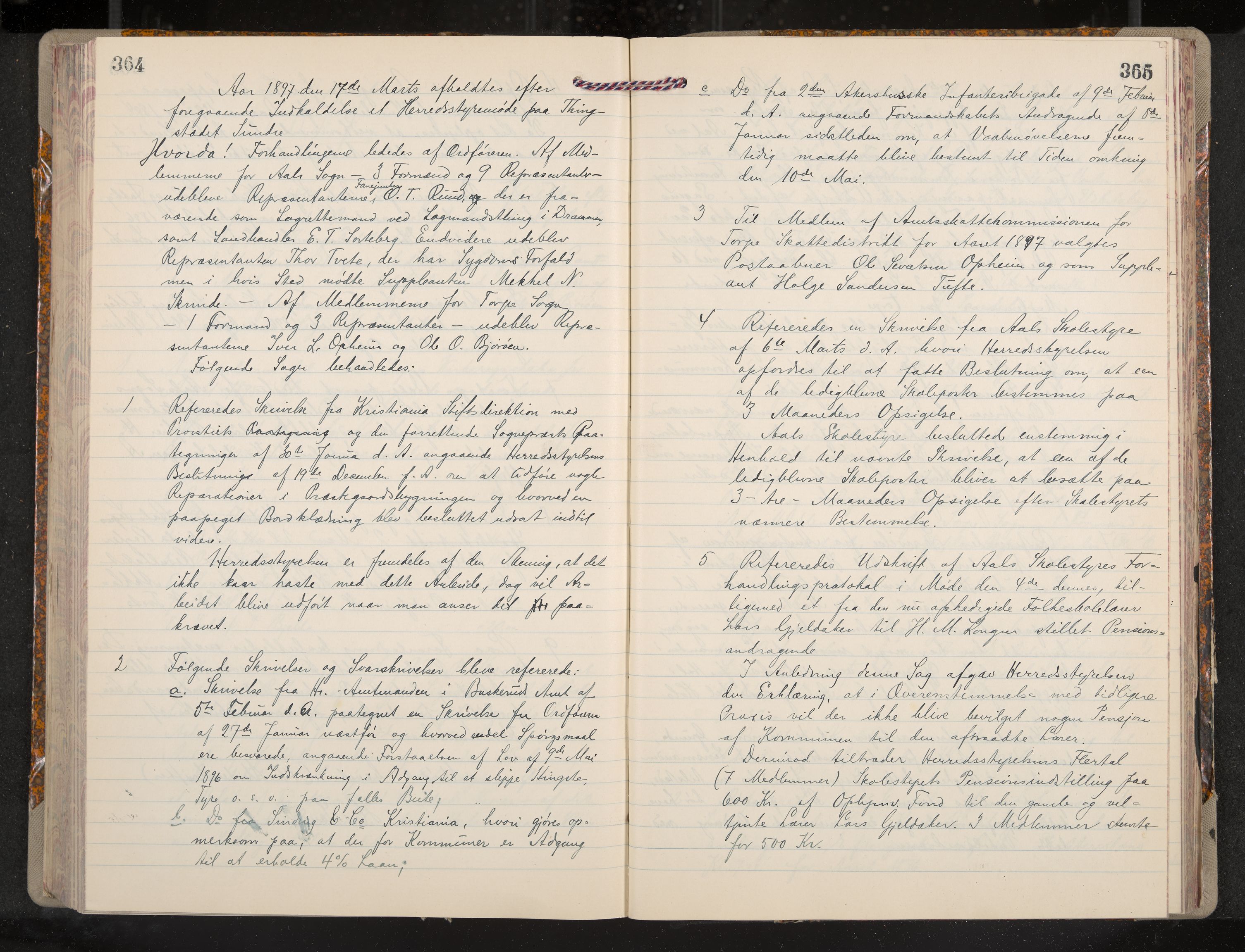 Ål formannskap og sentraladministrasjon, IKAK/0619021/A/Aa/L0004: Utskrift av møtebok, 1881-1901, p. 364-365