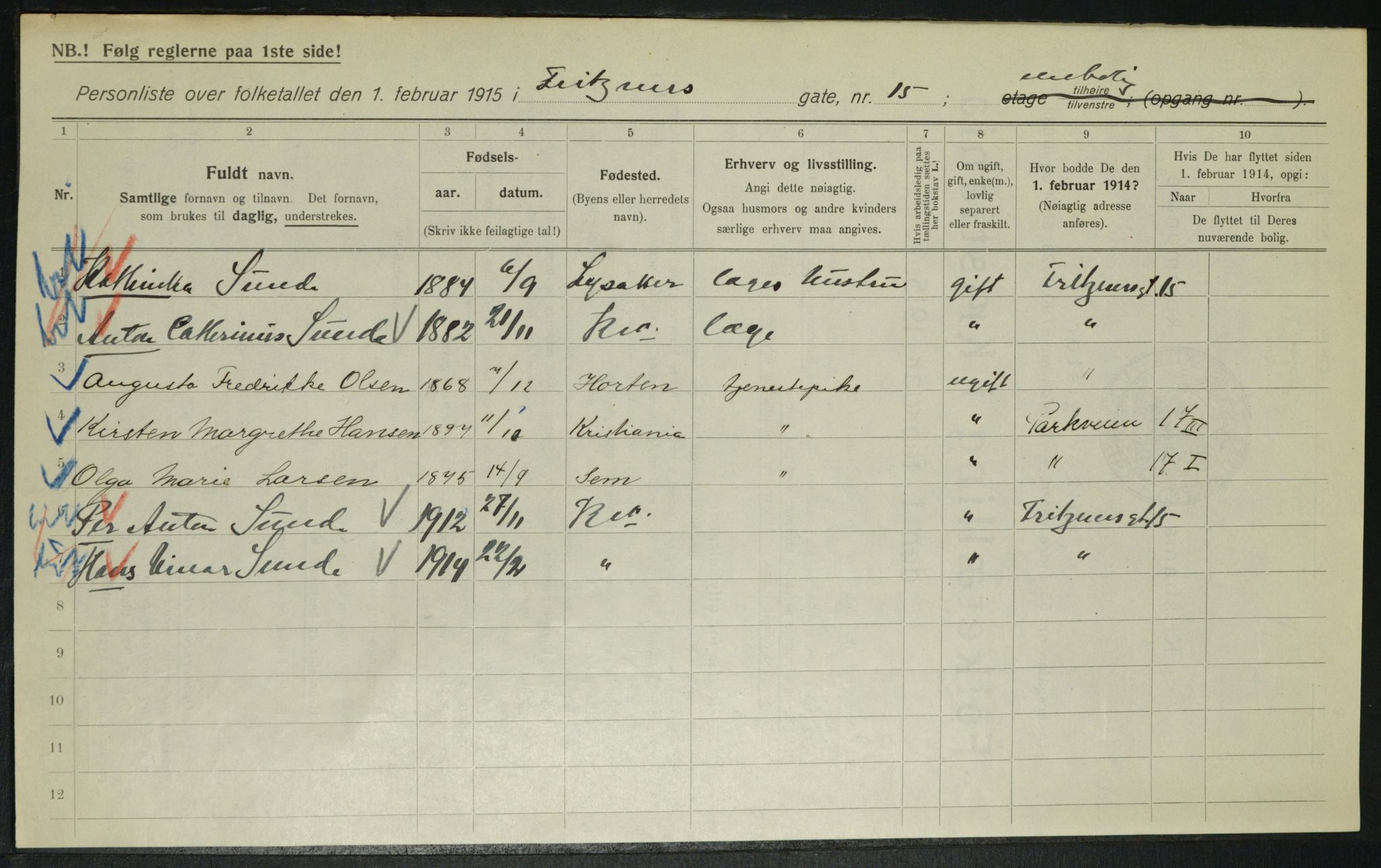 OBA, Municipal Census 1915 for Kristiania, 1915, p. 26766