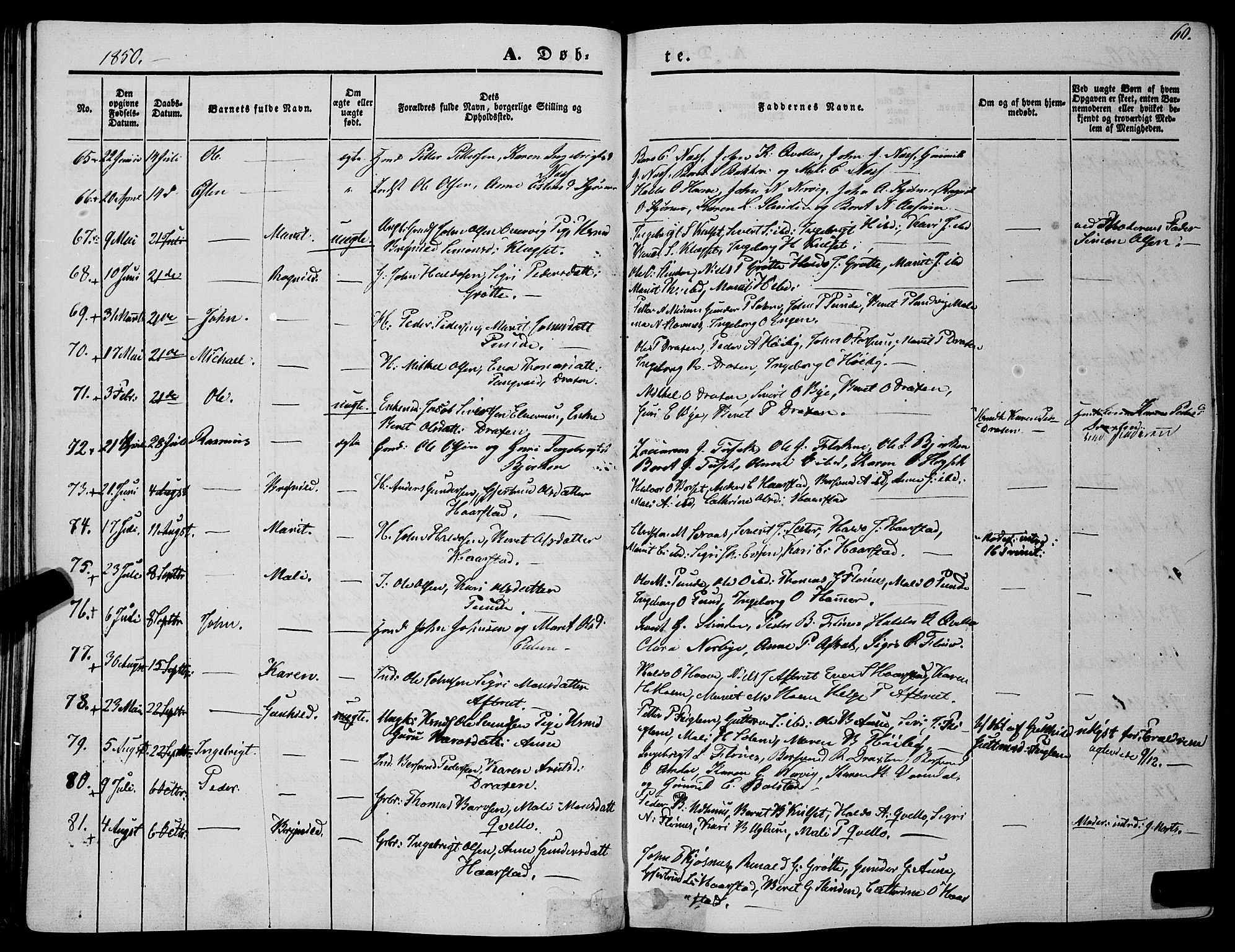 Ministerialprotokoller, klokkerbøker og fødselsregistre - Sør-Trøndelag, AV/SAT-A-1456/695/L1145: Parish register (official) no. 695A06 /1, 1843-1859, p. 60