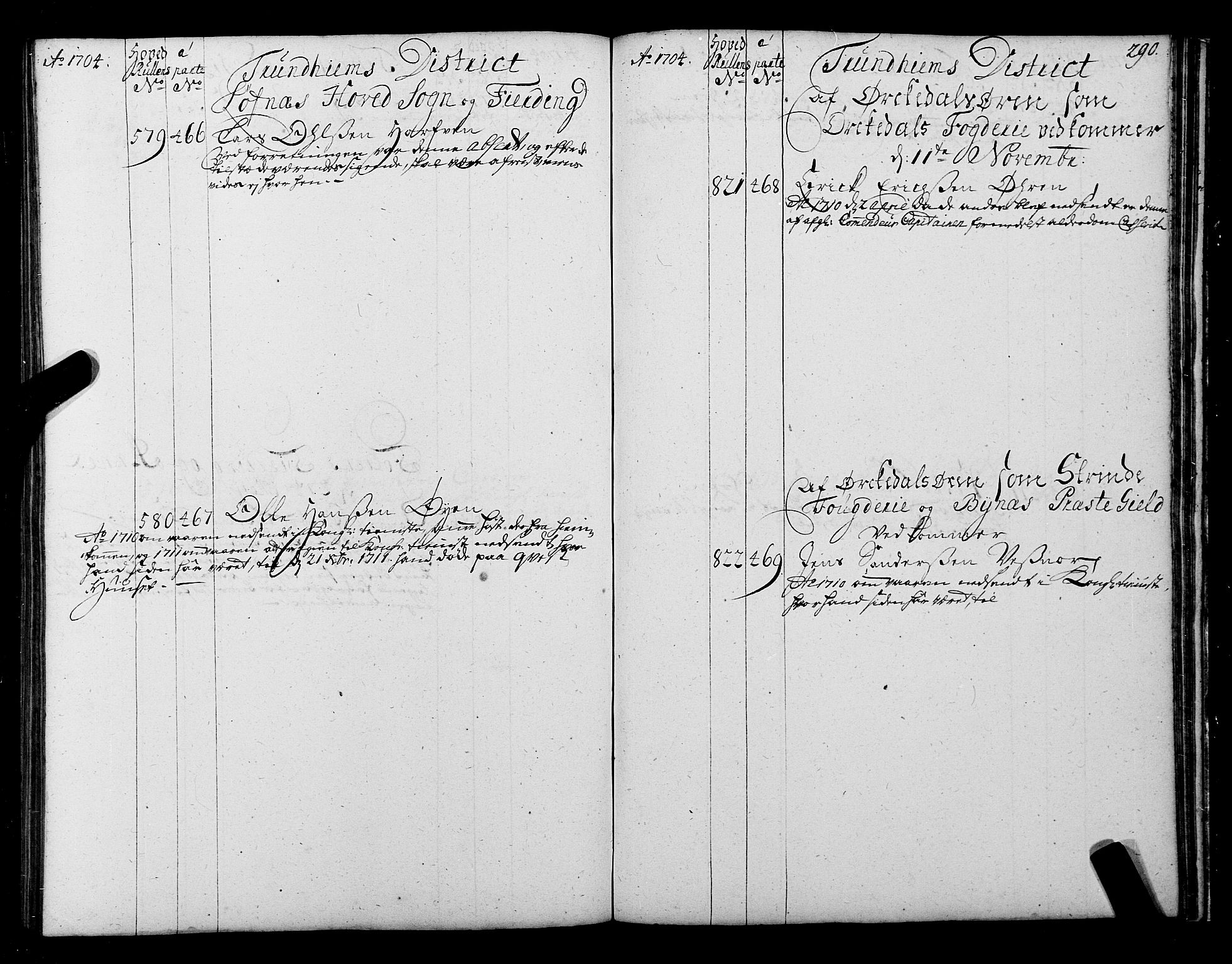 Sjøinnrulleringen - Trondhjemske distrikt, SAT/A-5121/01/L0004: Ruller over sjøfolk i Trondhjem by, 1704-1710, p. 290