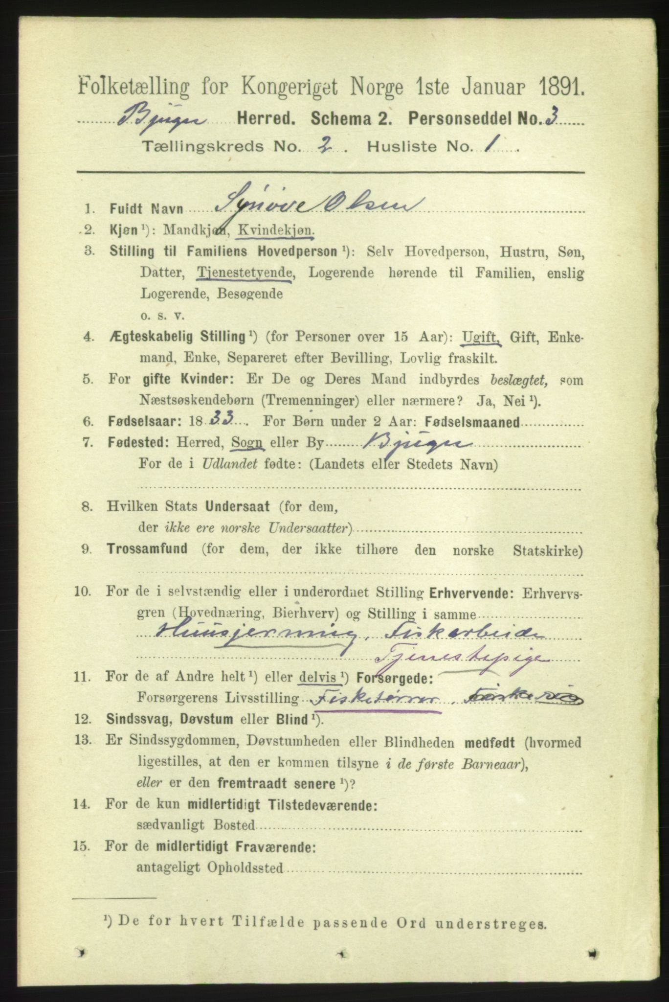 RA, 1891 census for 1627 Bjugn, 1891, p. 242