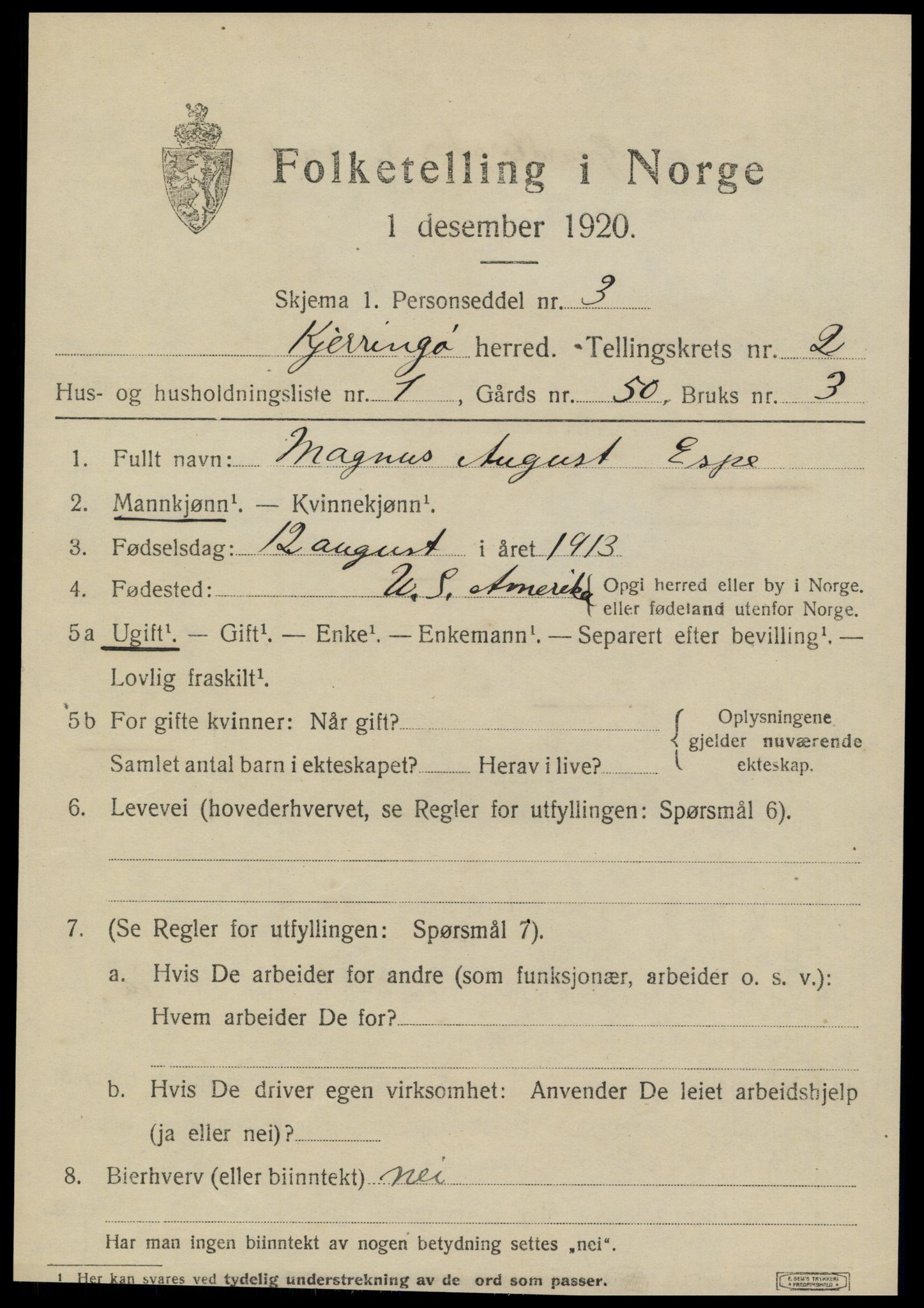 SAT, 1920 census for Kjerringøy, 1920, p. 859