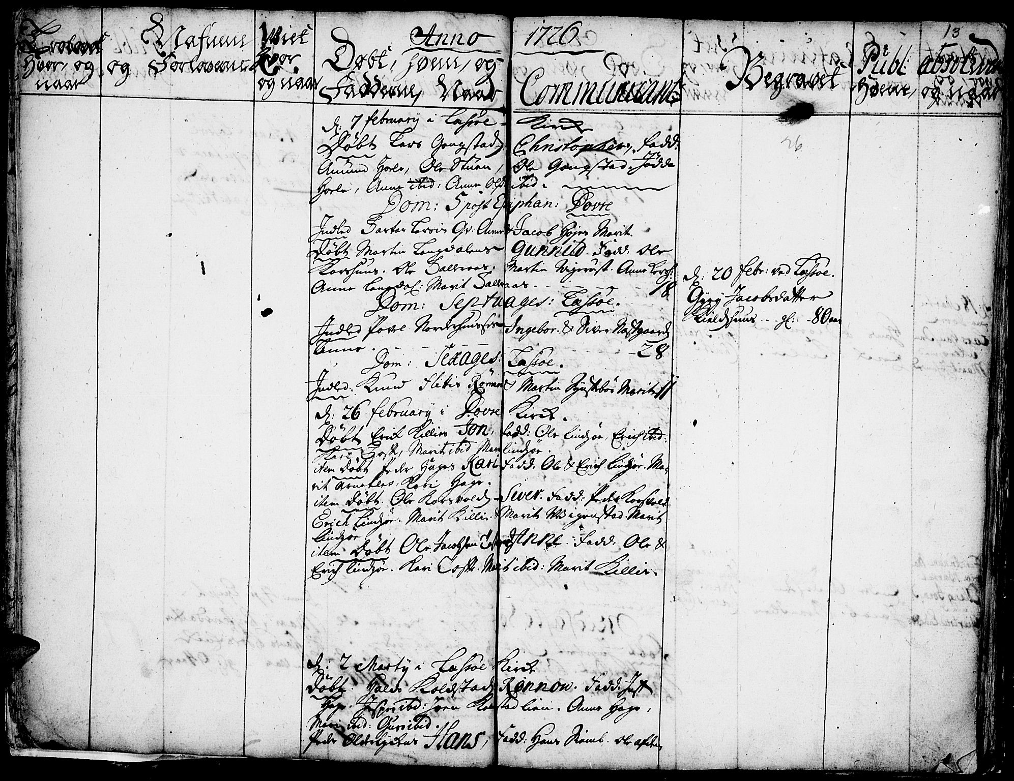 Lesja prestekontor, SAH/PREST-068/H/Ha/Haa/L0001: Parish register (official) no. 1, 1724-1731, p. 13
