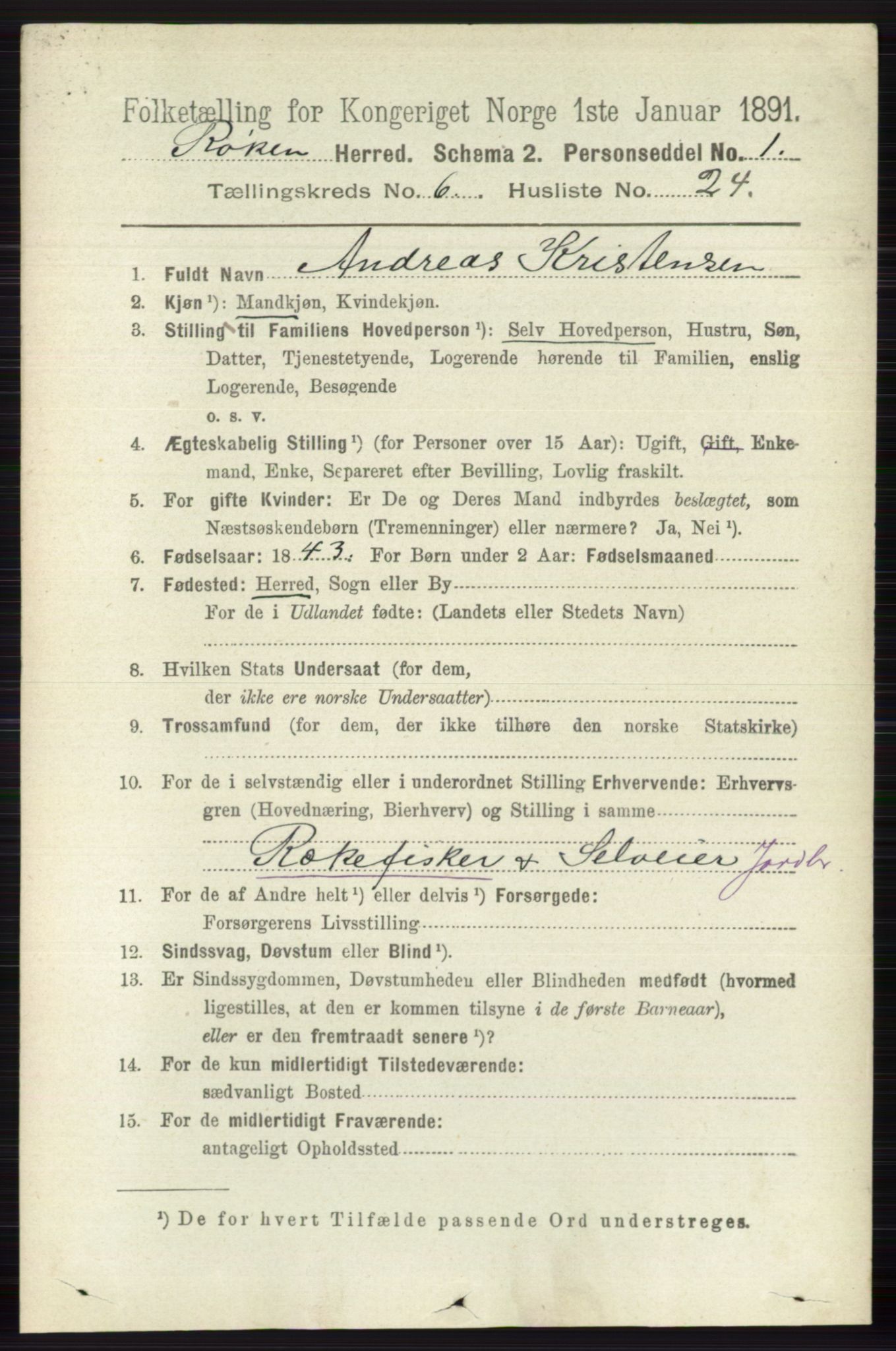 RA, 1891 census for 0627 Røyken, 1891, p. 3757