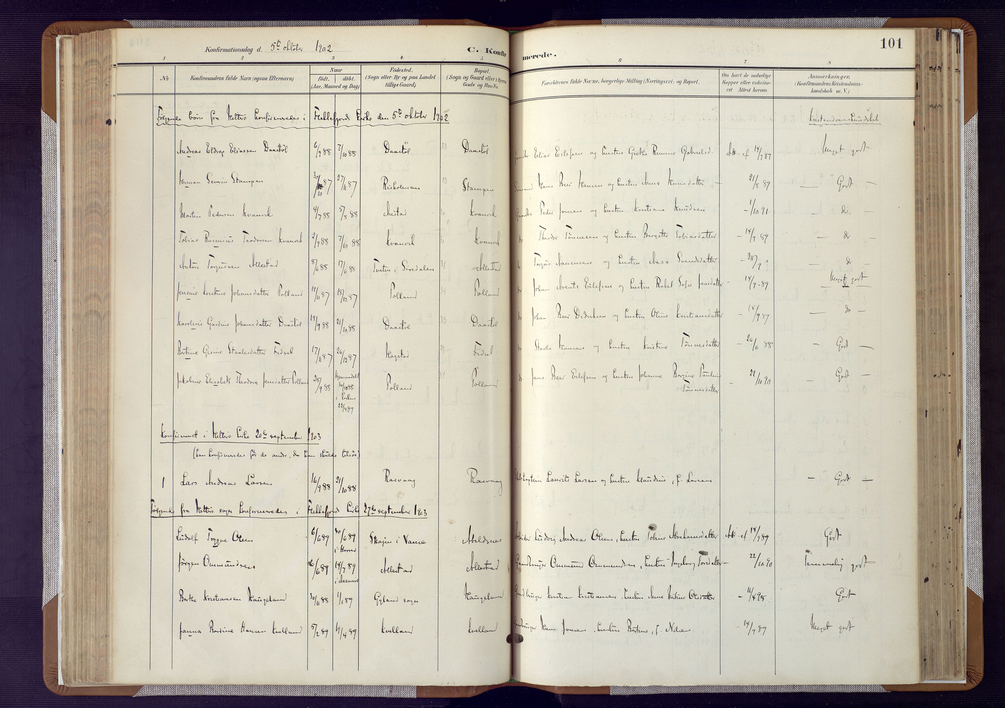 Flekkefjord sokneprestkontor, AV/SAK-1111-0012/F/Fa/Fab/L0007: Parish register (official) no. A 7, 1902-1921, p. 101