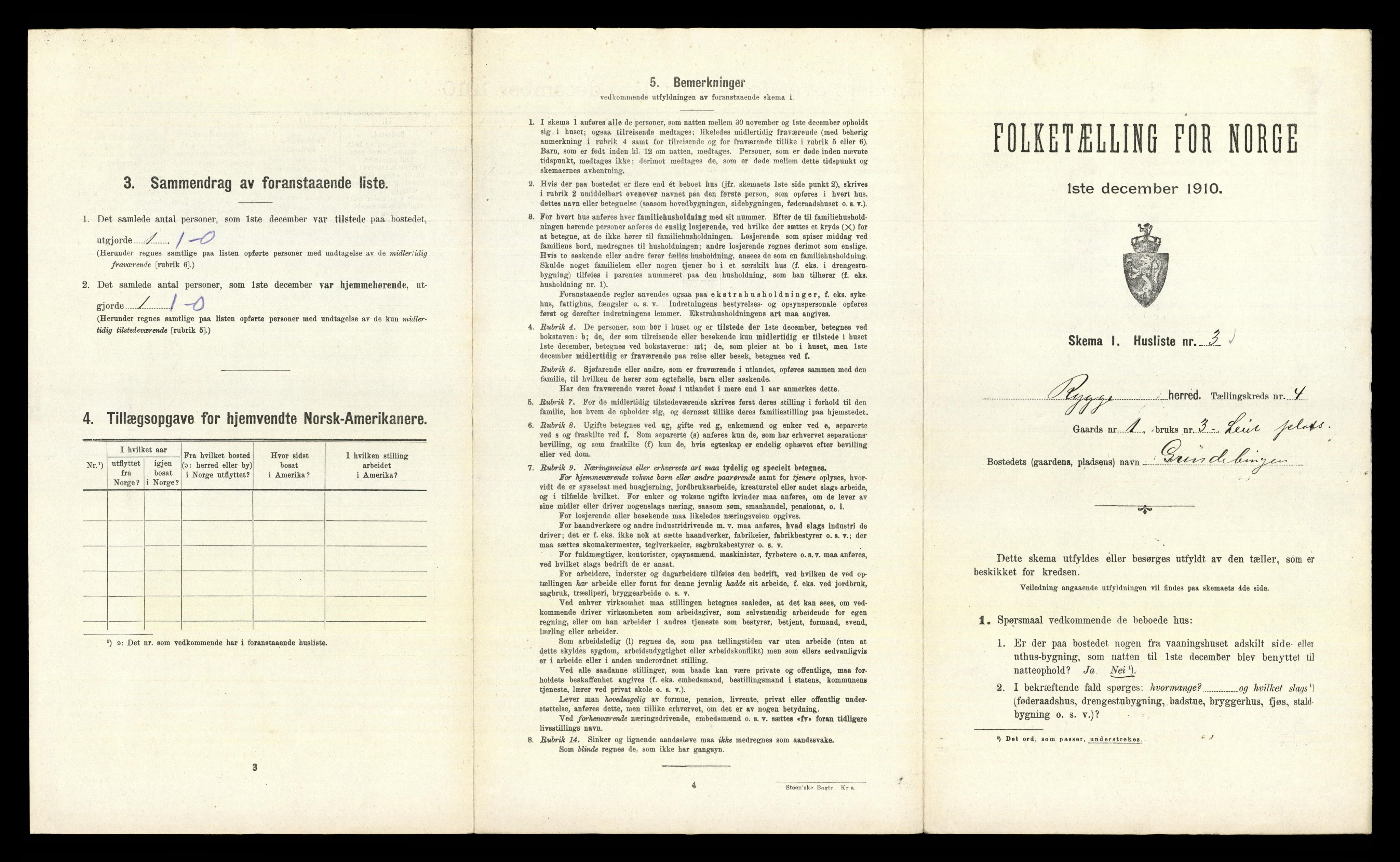 RA, 1910 census for Rygge, 1910, p. 610