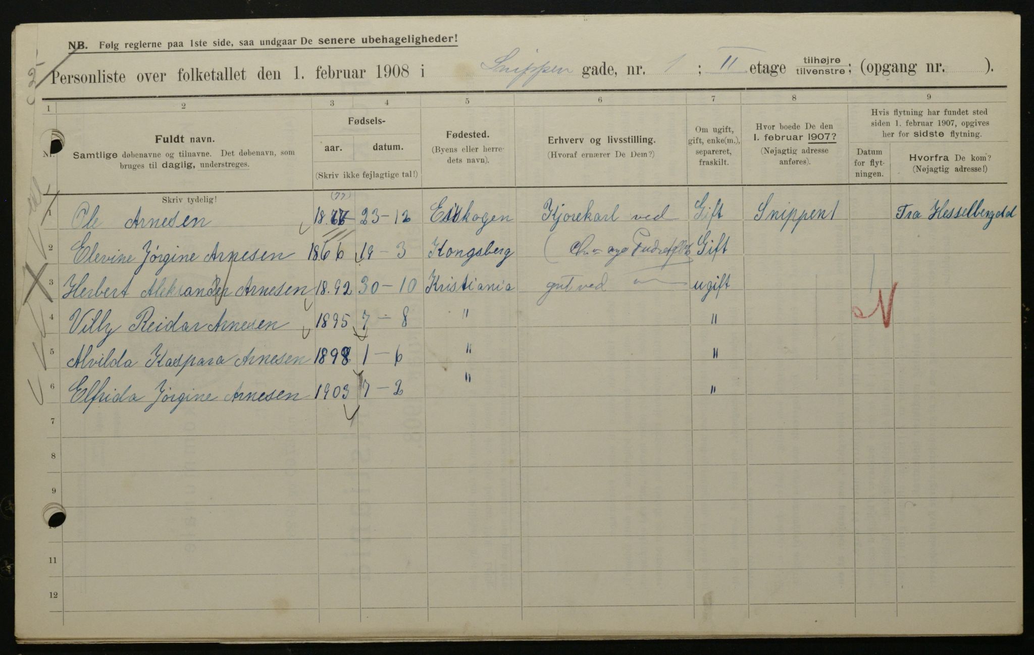 OBA, Municipal Census 1908 for Kristiania, 1908, p. 88157