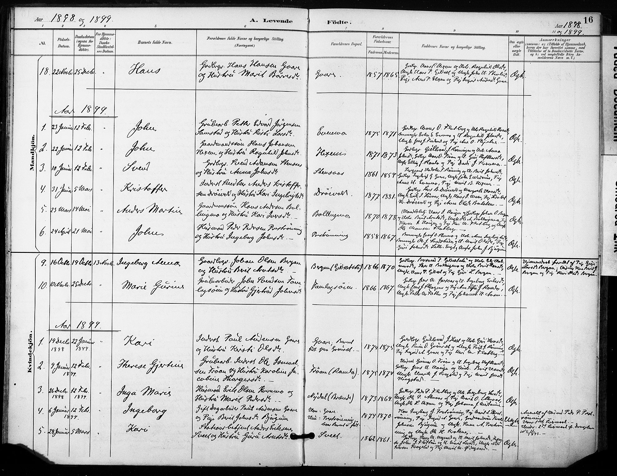 Ministerialprotokoller, klokkerbøker og fødselsregistre - Sør-Trøndelag, SAT/A-1456/685/L0973: Parish register (official) no. 685A10, 1891-1907, p. 16