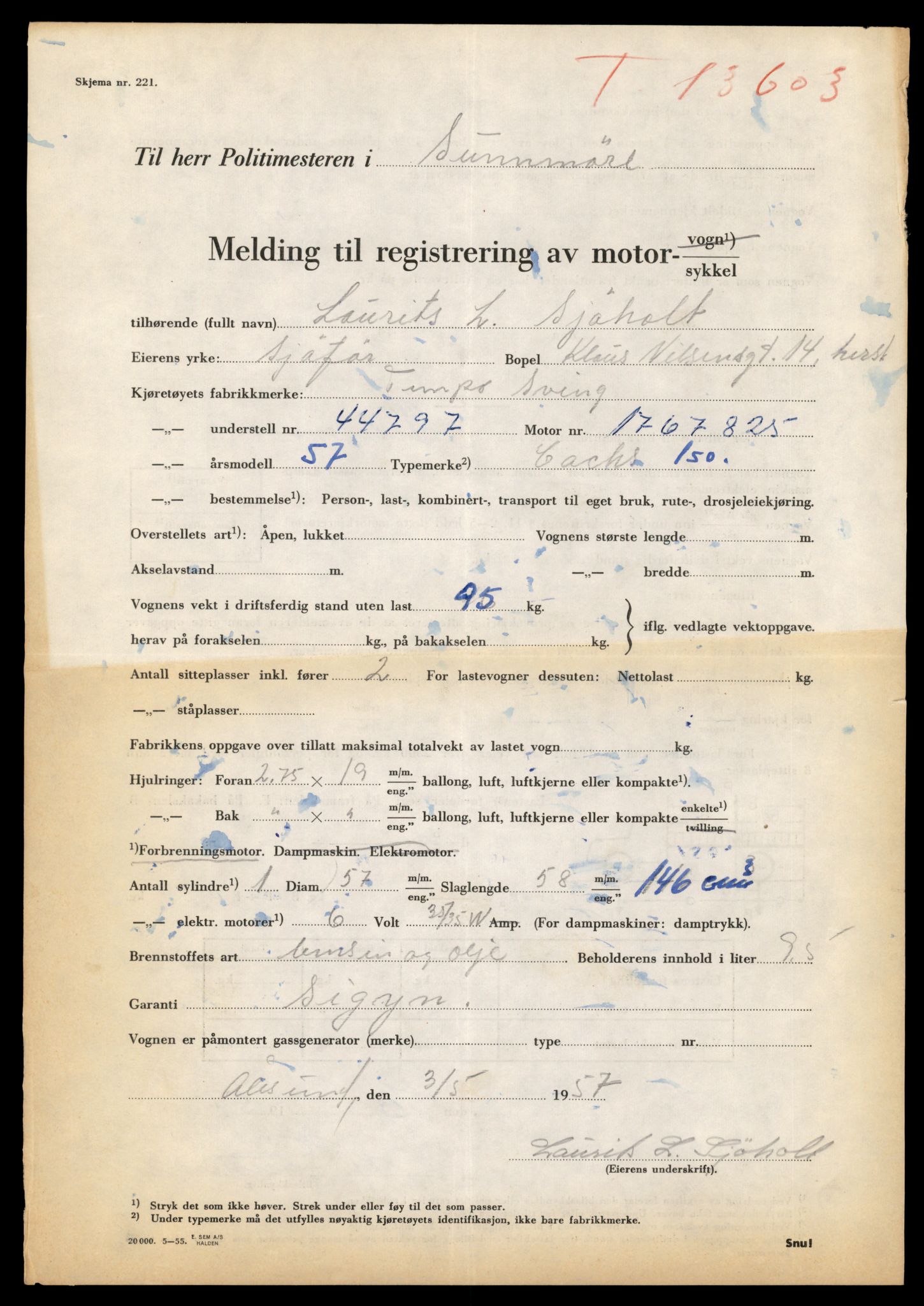 Møre og Romsdal vegkontor - Ålesund trafikkstasjon, AV/SAT-A-4099/F/Fe/L0040: Registreringskort for kjøretøy T 13531 - T 13709, 1927-1998, p. 1304