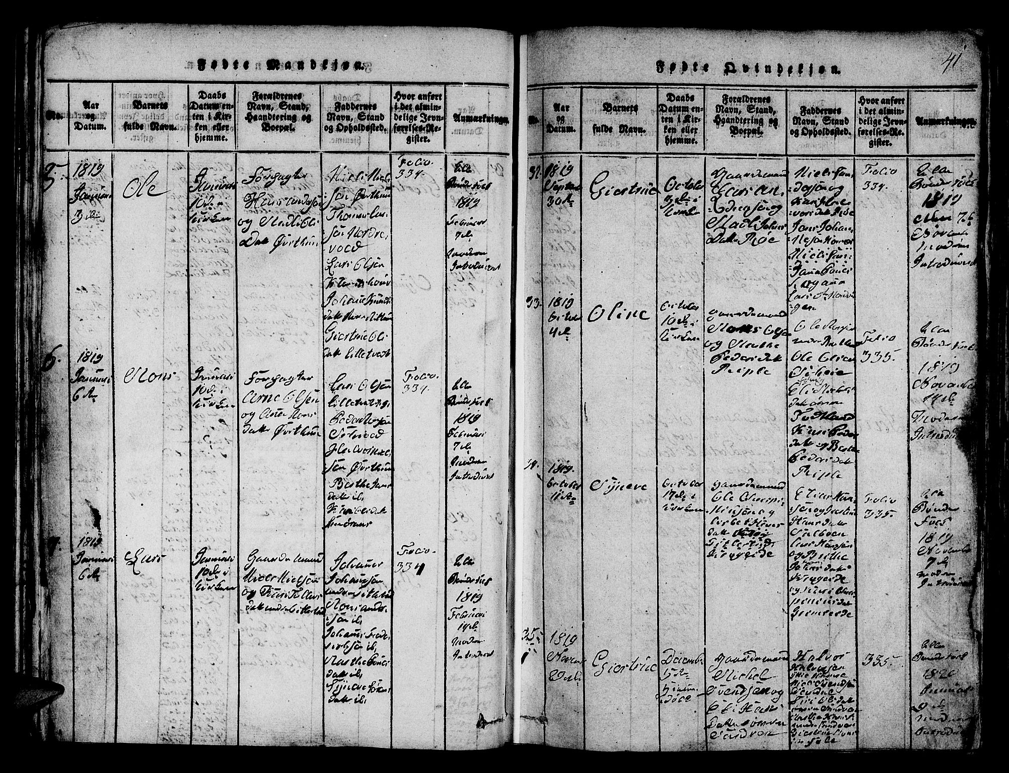 Fana Sokneprestembete, SAB/A-75101/H/Hab/Haba/L0001: Parish register (copy) no. A 1, 1816-1836, p. 41
