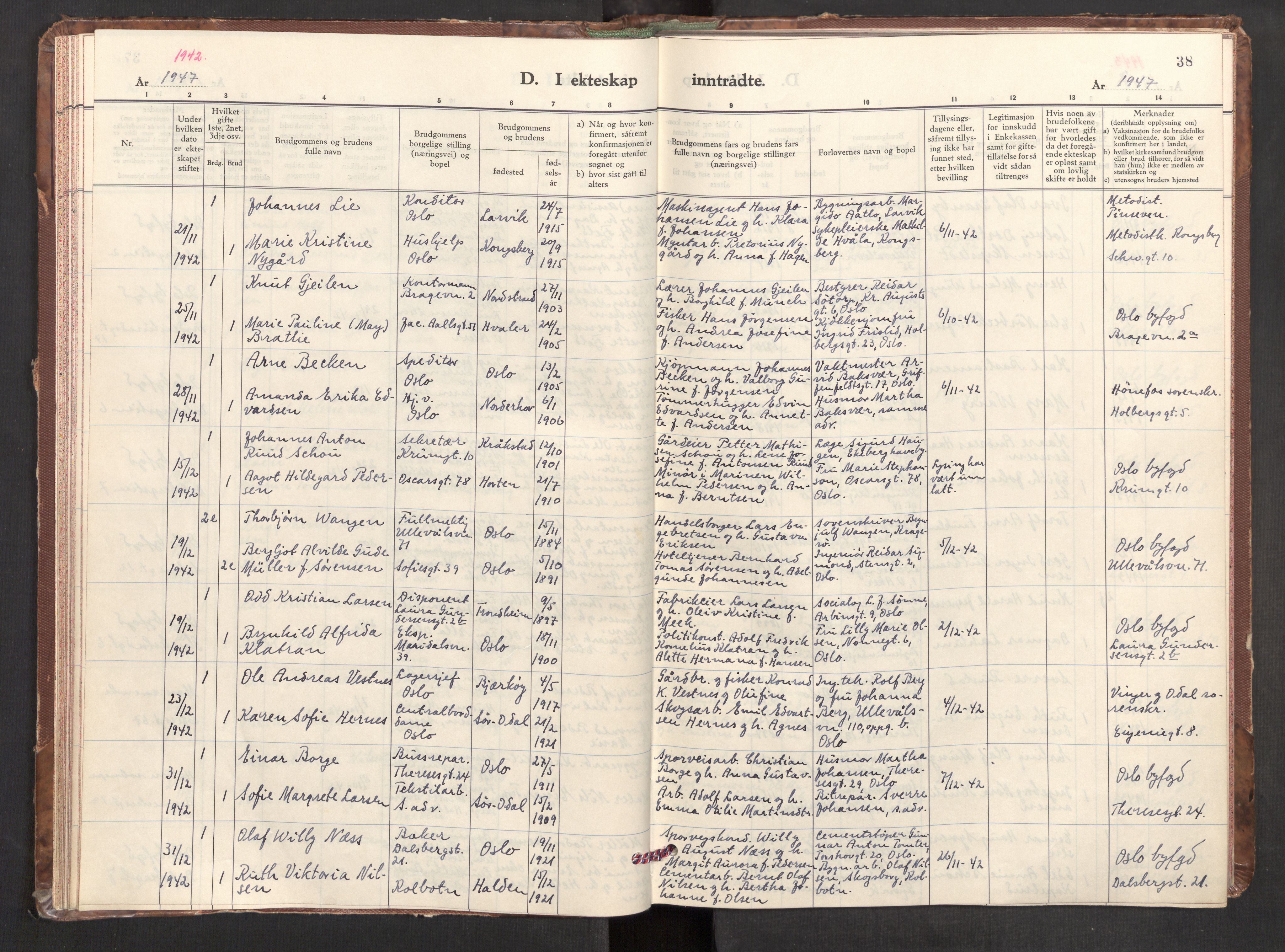 Markus prestekontor Kirkebøker, AV/SAO-A-10830/F/L0005: Parish register (official) no. 5, 1942-1960, p. 38